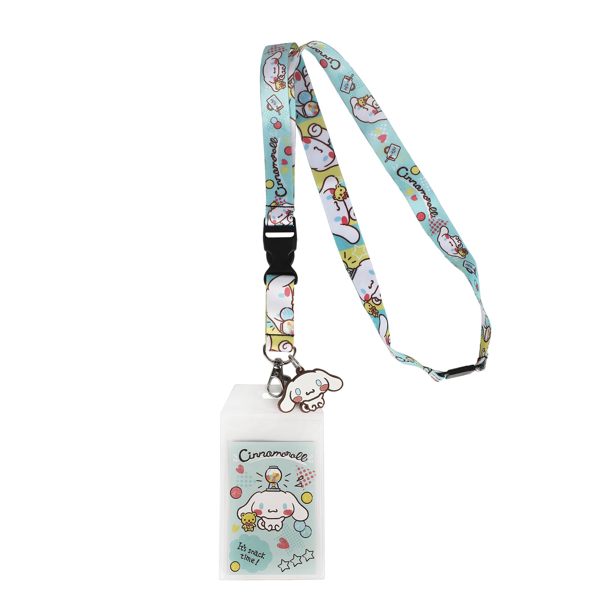 Cinnamaroll Snack Time Theme 22-inch Lanyard with Clear ID Sleeve and Rubber Charm