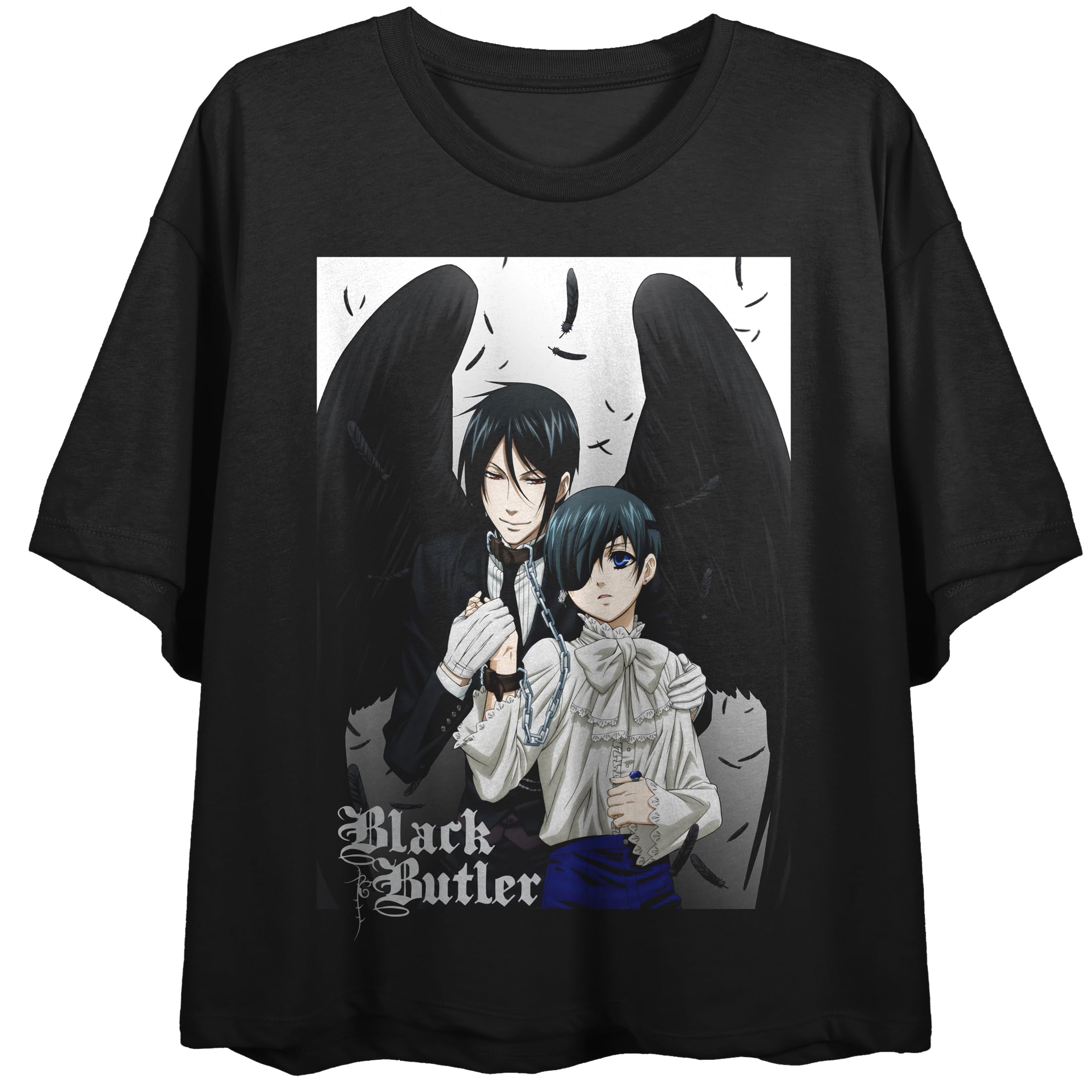 Black Butler Key Art Crew Neck Short Sleeve Gray Heather Women's Crop Top
