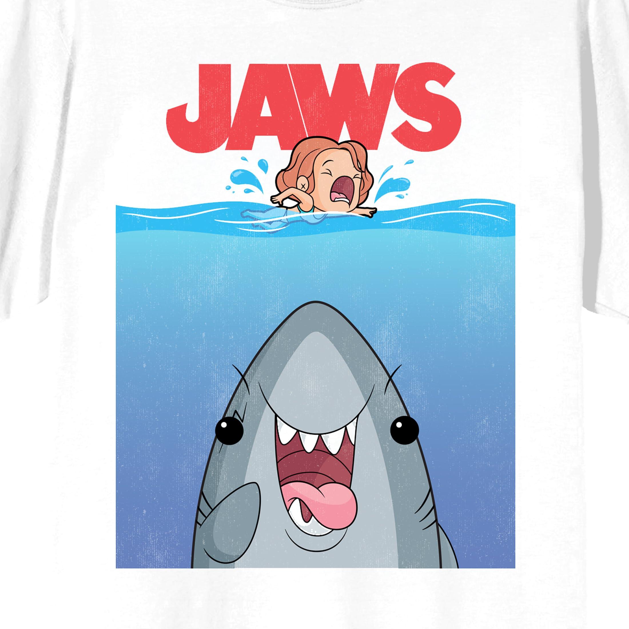 Jaws Franchise Kawaii Poster on white Adult Crew Neck Short Sleeve T-shirt