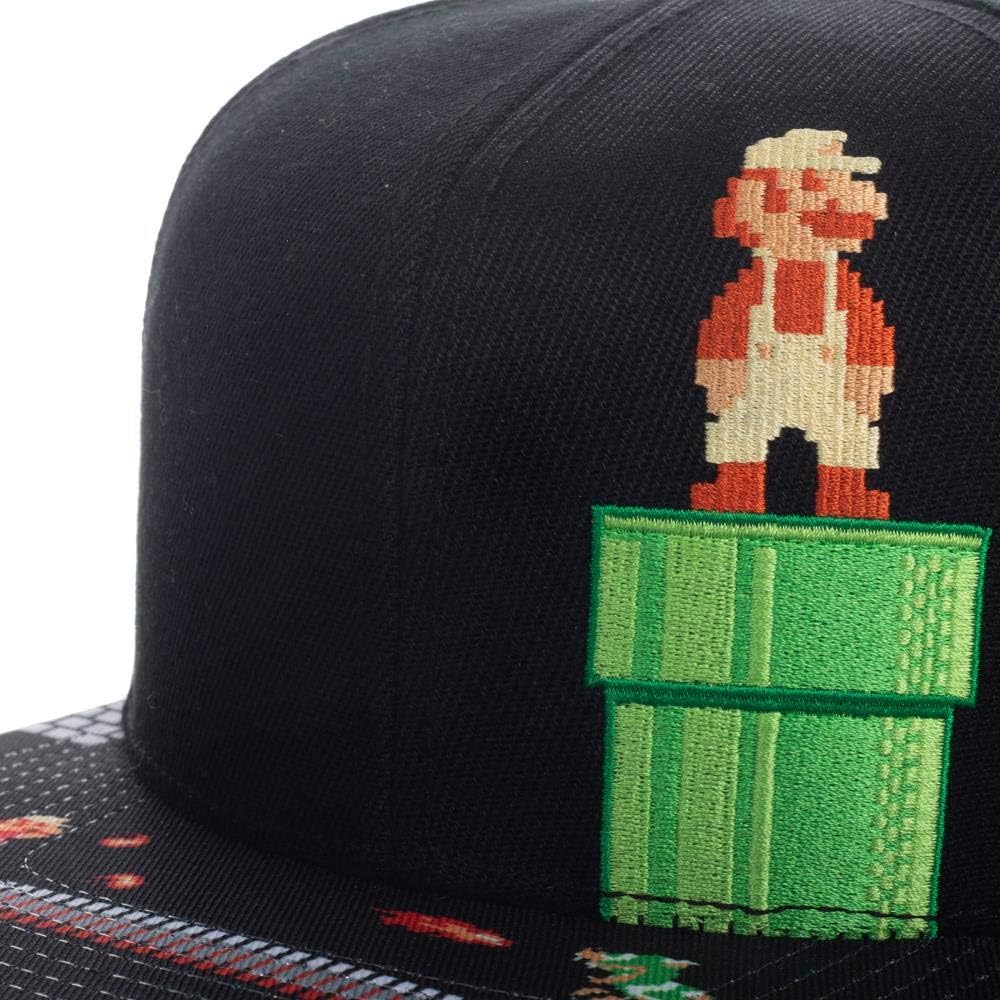 Super Mario Video Game 8-Bit Black Snapback Hat for mens