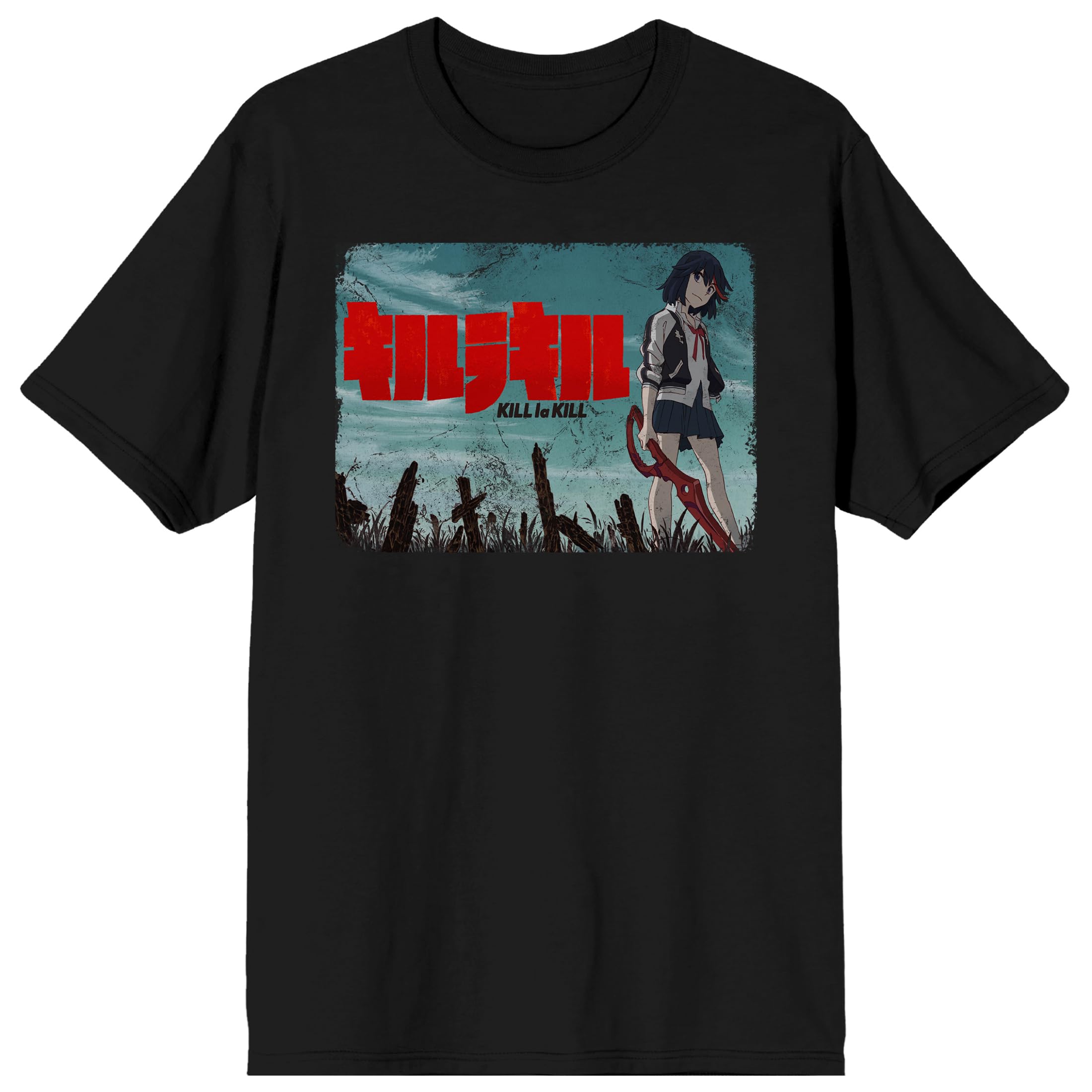Kill La Kill Ryuko Matoi Logo Adult Black Crew Neck Short Sleeve T-shirt