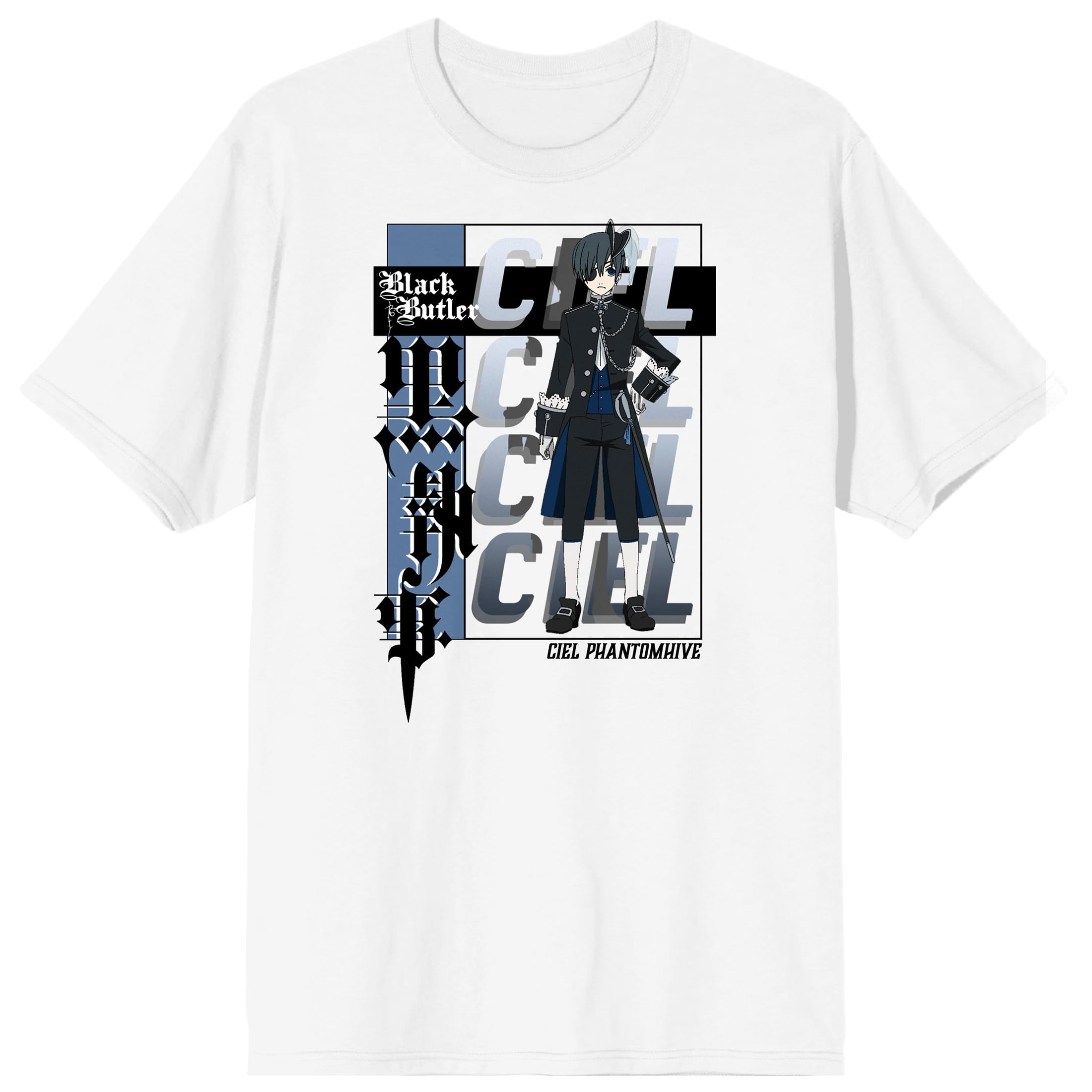 Black Butler Ciel Men's White Short Sleeve Tee