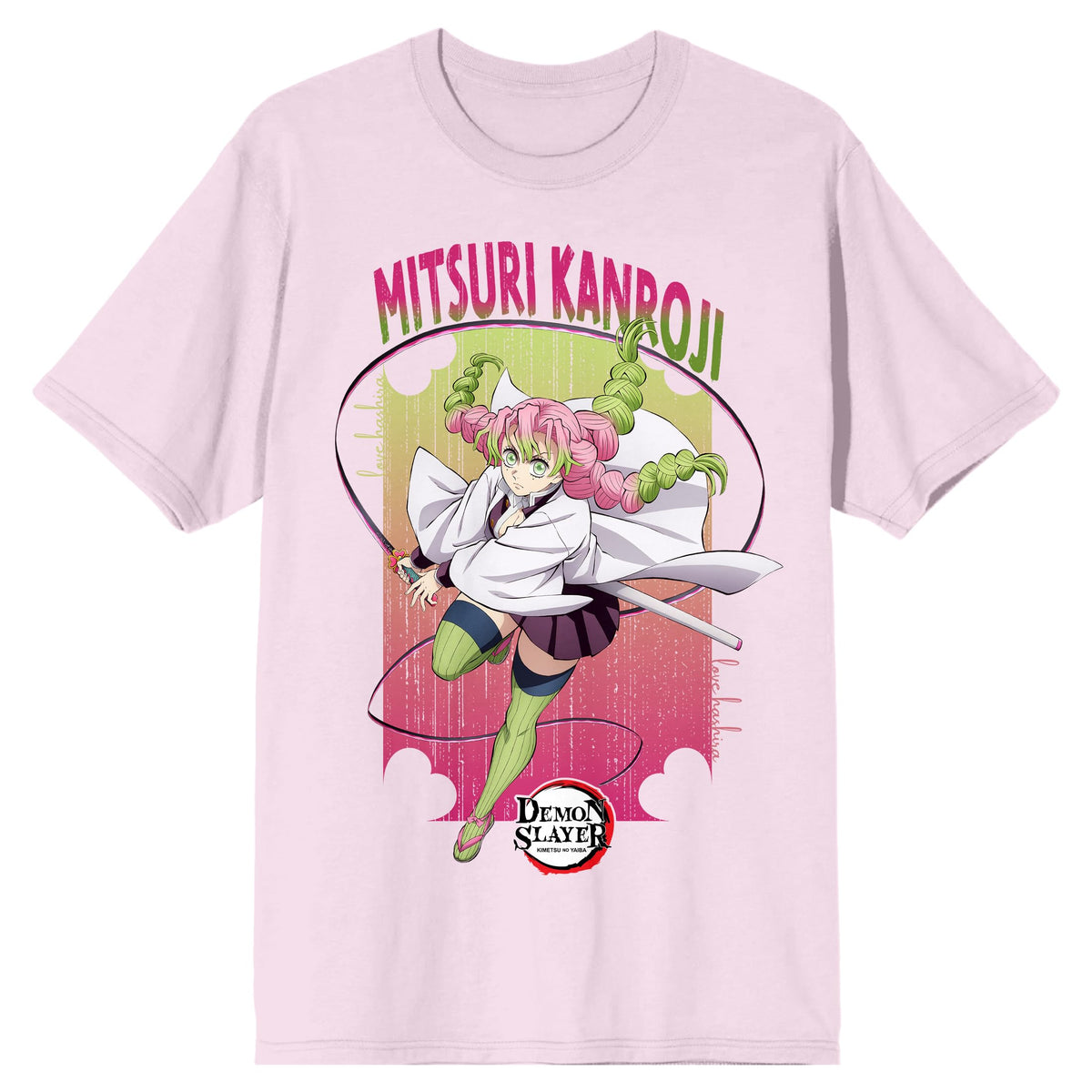 Demon Slayer Infinity Castle Mitsuri Kanjori Adult Cradle Pink Crew Neck Short Sleeve T-shirt