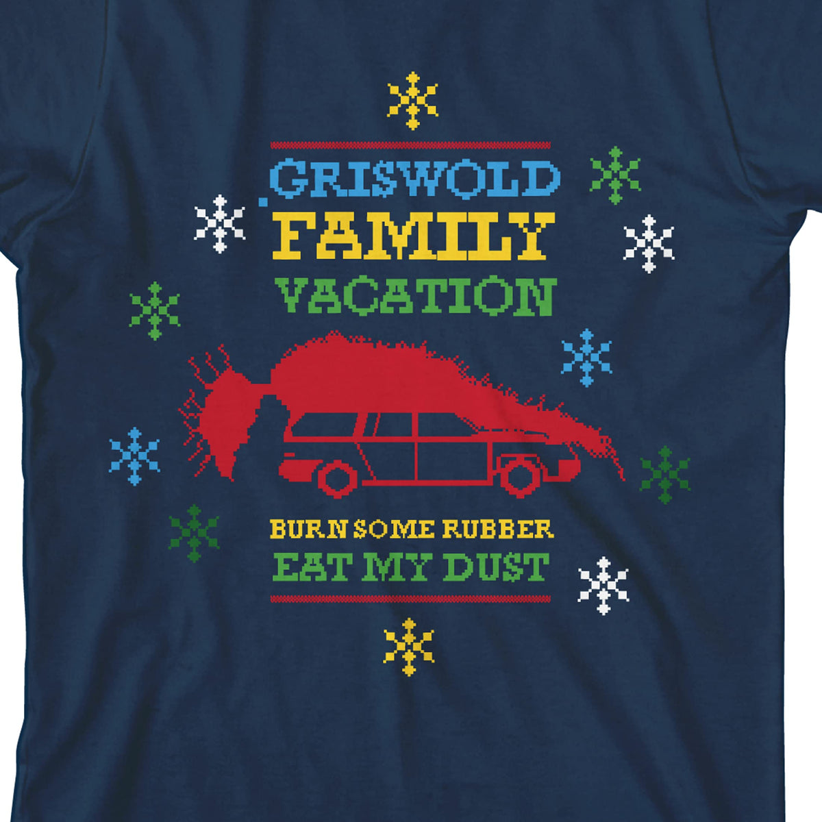 National Lampoon's Christmas Vacation Griswold Family Vacation Burn Some Rubber Verbiage Youth Navy Blue Graphic Tee