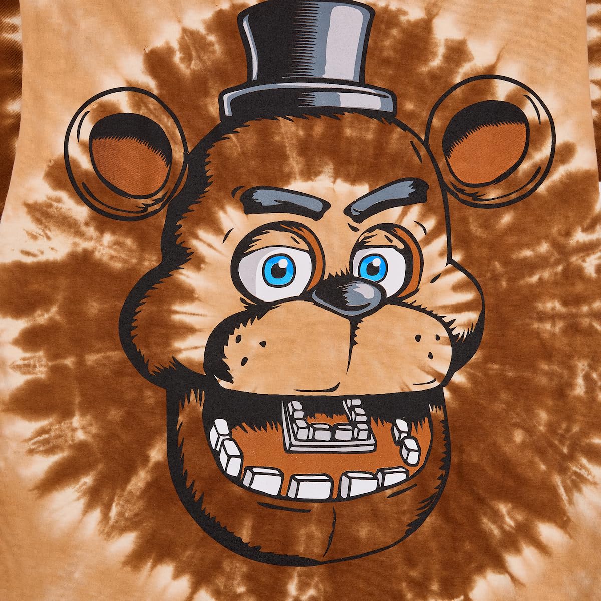 Five Nights At Freddy's Freddy Face Men's Brown Spiral Tie-Dye Crew Neck Short Sleeve T-shirt