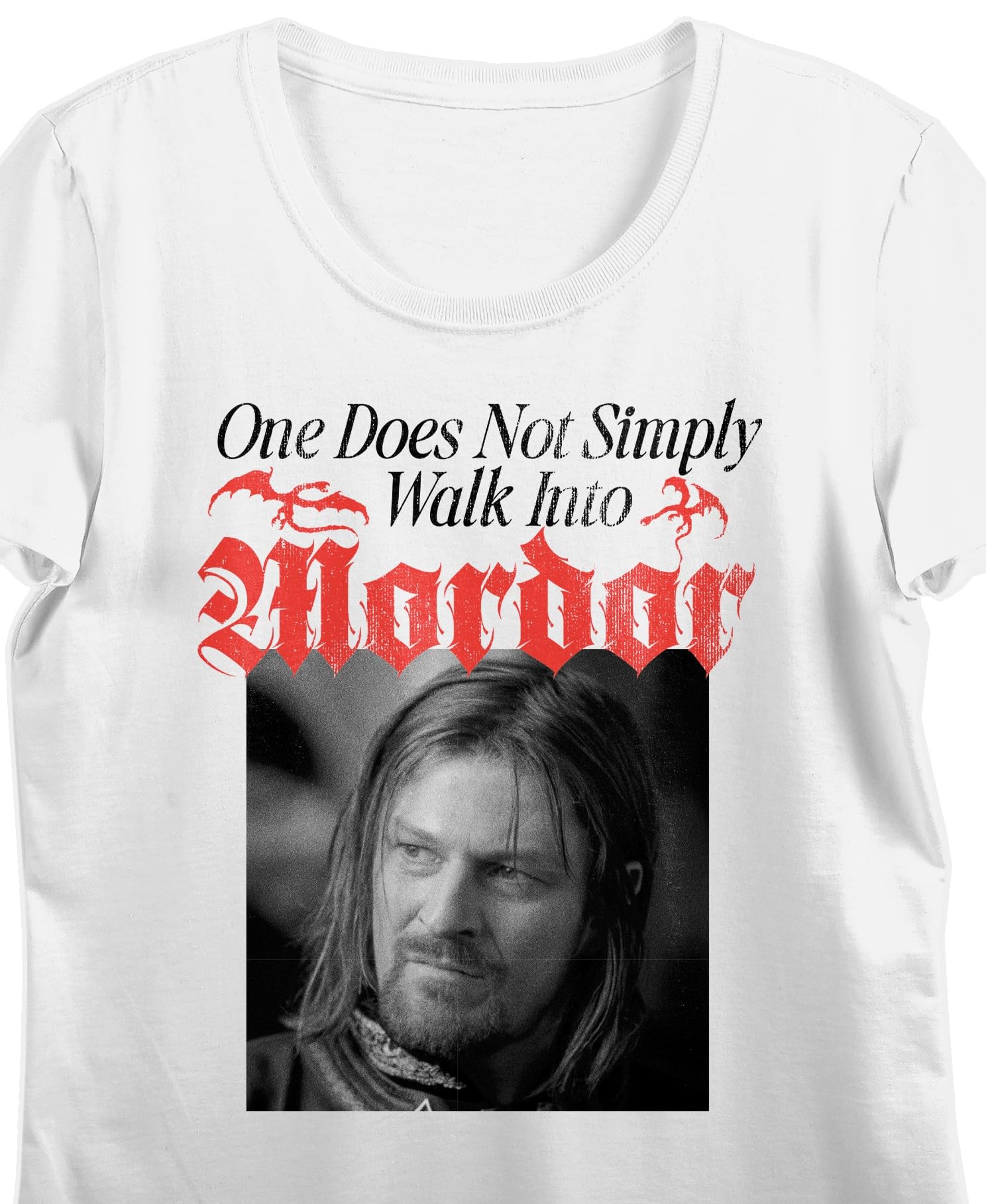 Lord Of The Rings One Does Not Simply Walk in Mordor Women's White Crew Neck Short Sleeve Tee