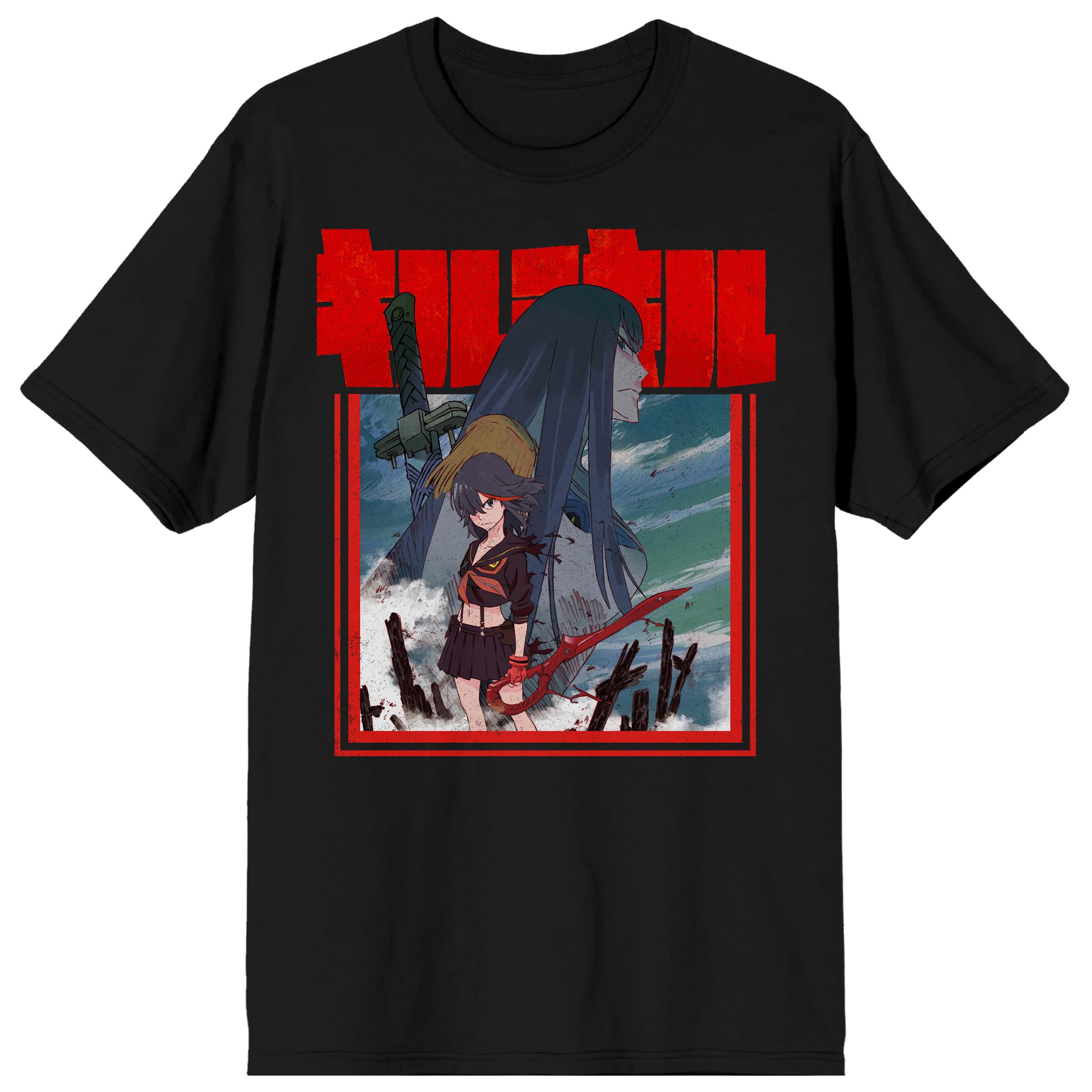Kill La Kill Ryuko & Satsuki Adult Black Crew Neck Short Sleeve T-shirt