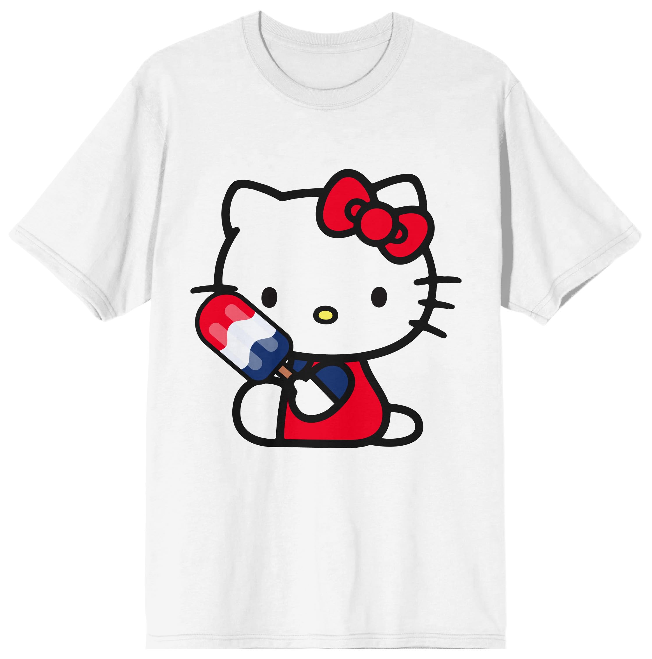 Hello Kitty Patriotic Popsicle Women's White Crew Neck Short Sleeve T-shirt