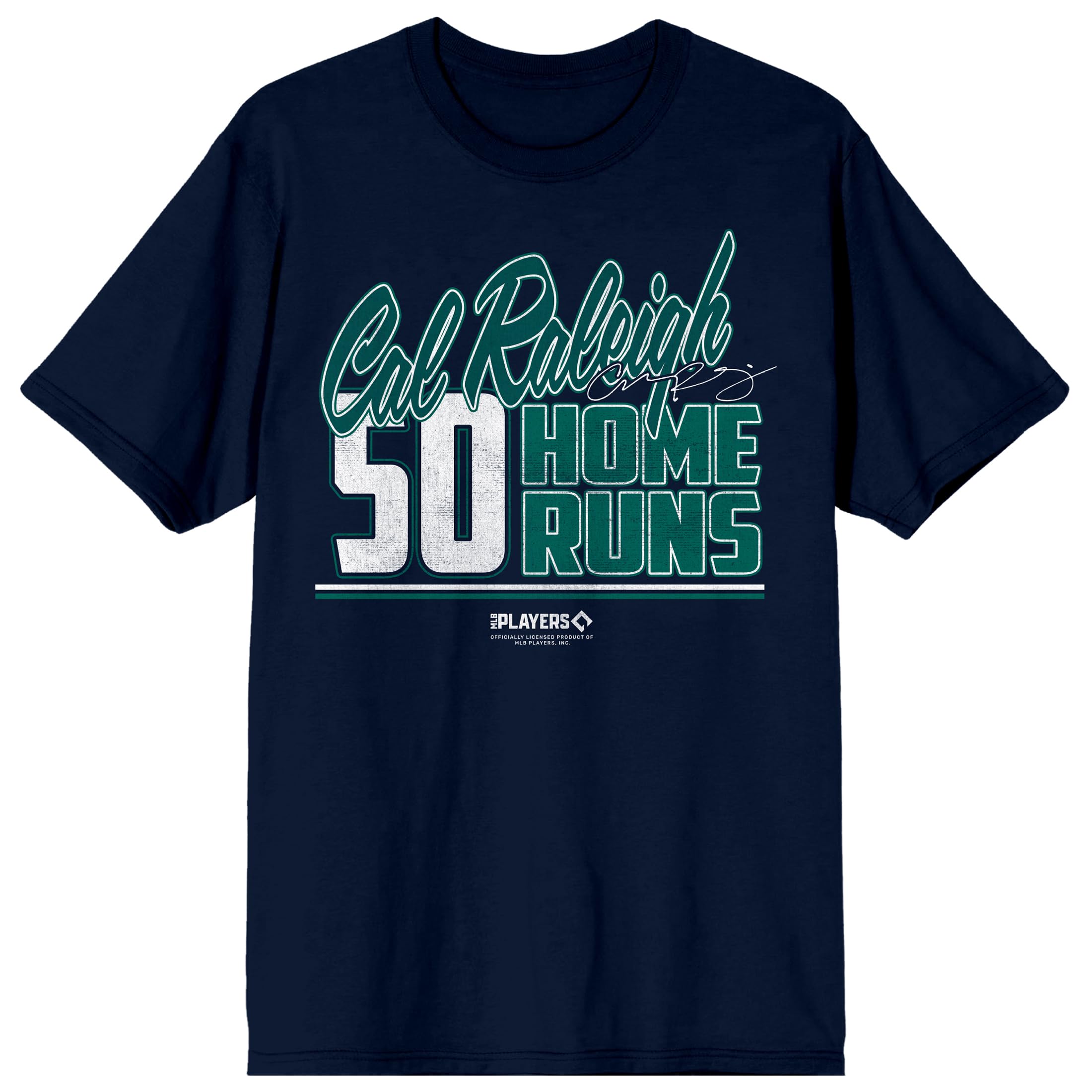 MLBPA Cal Raleigh 50 Home Runs Adult Navy Crew Neck Short Sleeve T-shirt