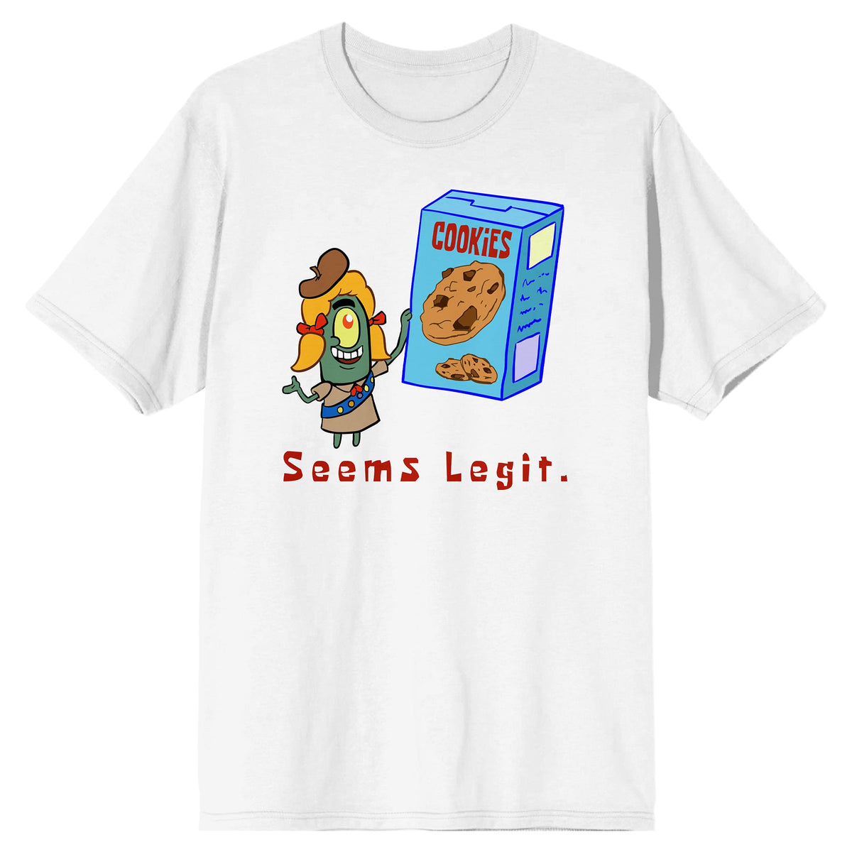 Nickelodeon Spongebob Squarepants Plankton Seems Legit Men's White Short Sleeve Graphic Tee