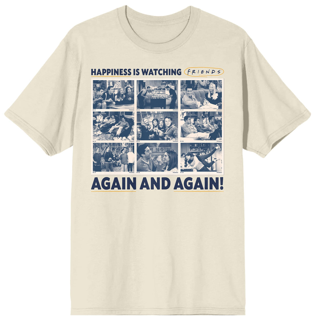 Friends Happiness is Watching Friends Again Natural T-Shirt