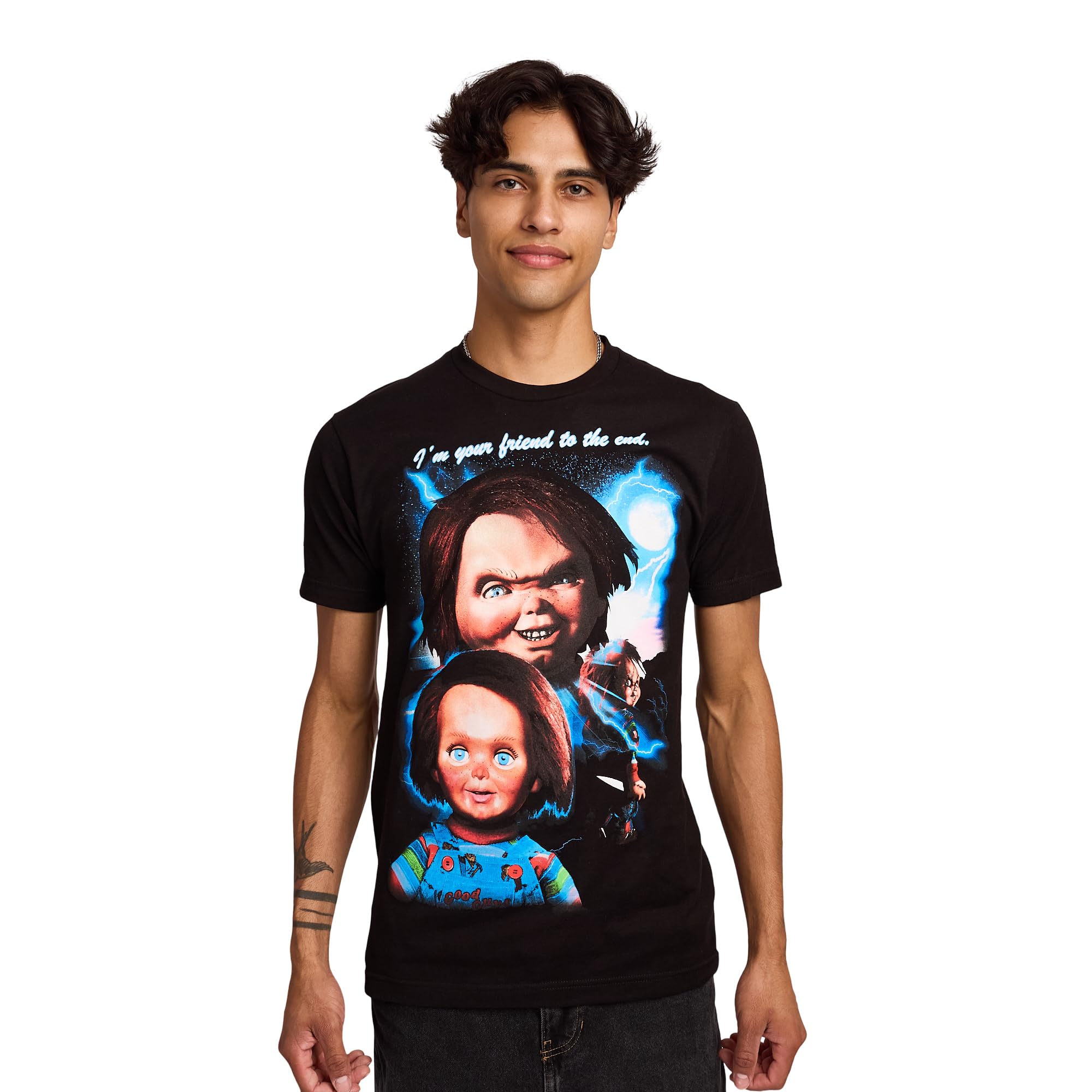 Chucky I'm Your Friend To The End Men's Black Crew Neck Short Sleeve T-shirt