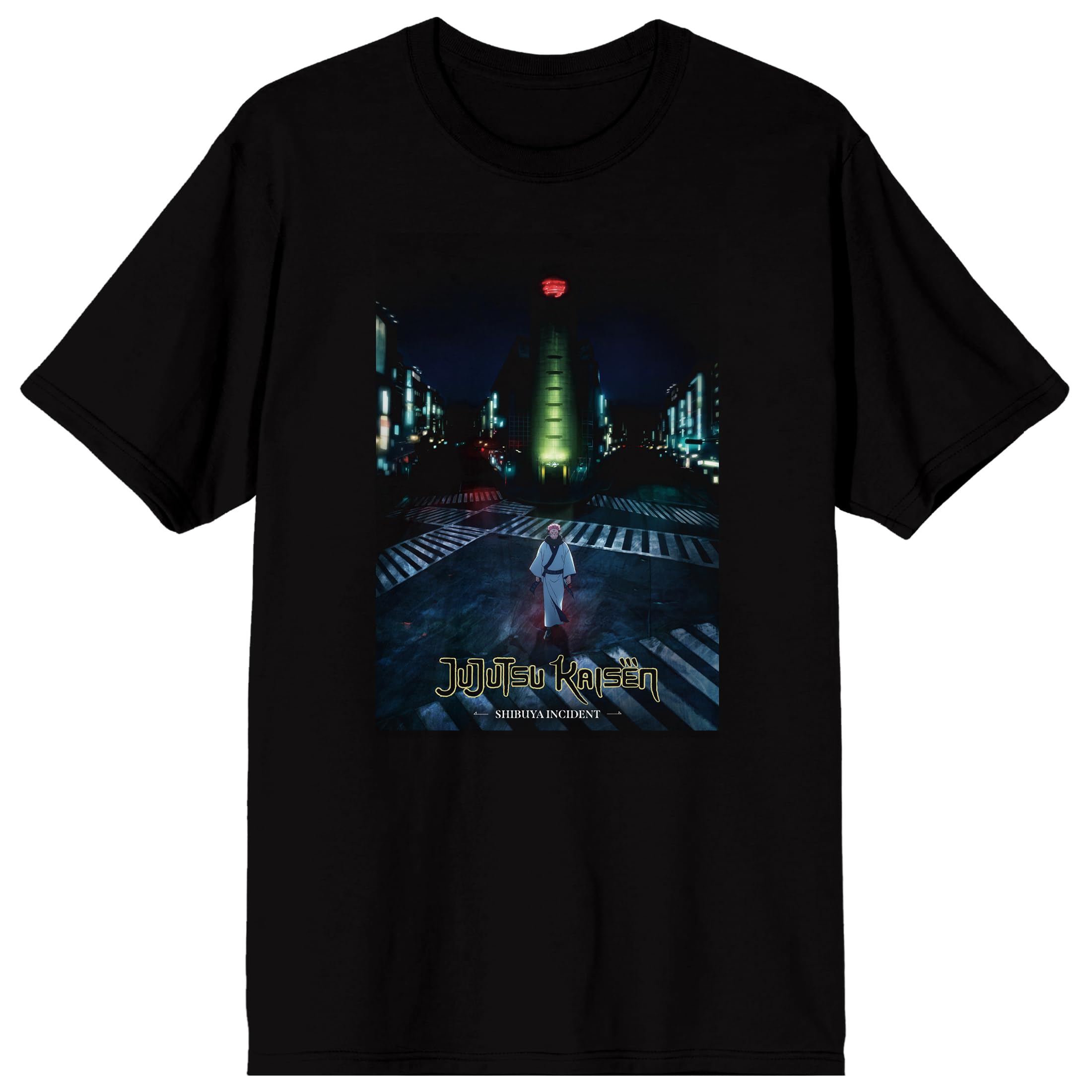 Jujutsu Kaisen Shibuya Crossroads Adult Black Crew Neck Short Sleeve T-shirt