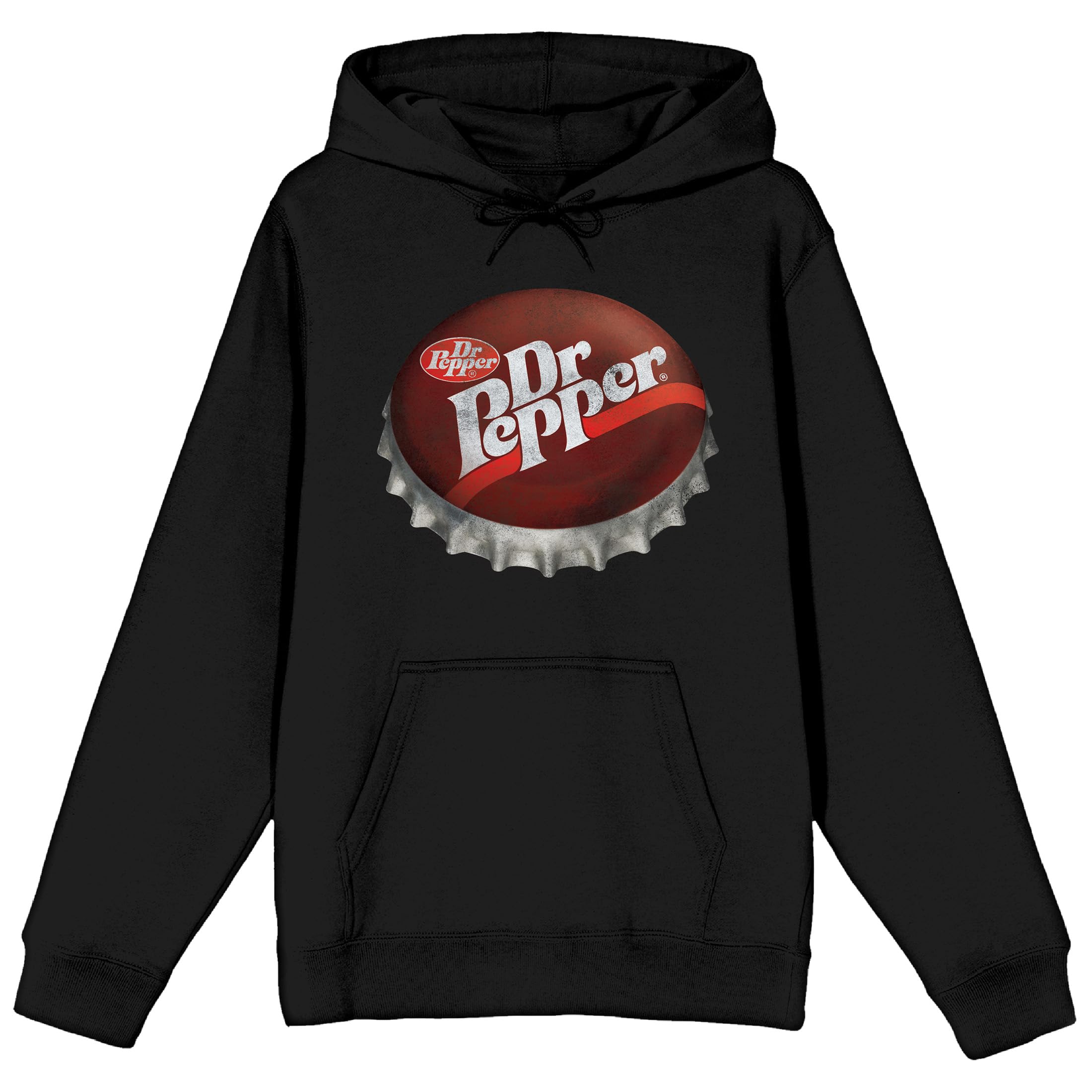 Dr Pepper Bottle Cap Art Long Sleeve Black Adult Hooded Sweatshirt