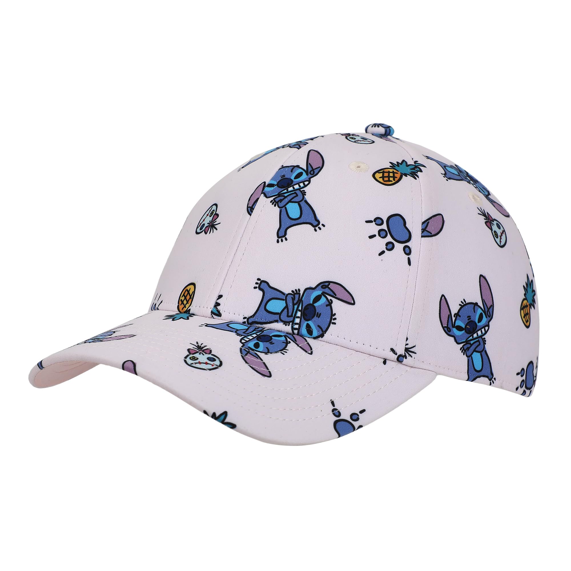 Disney Stitch Pineapples & Dolls All-Over Character Print Adult Pink Traditional Adjustable Hat