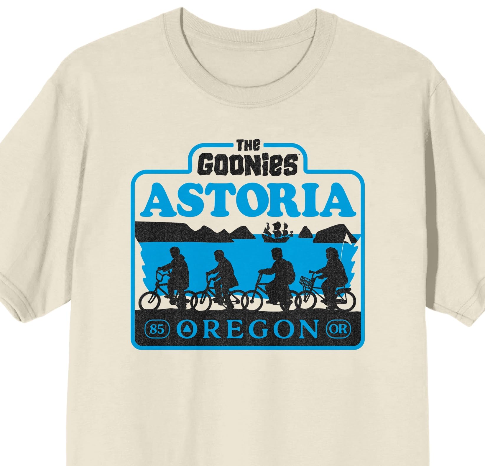 The Goonies Astoria Oregon Adult Natural Crew Neck Short Sleeve T-shirt