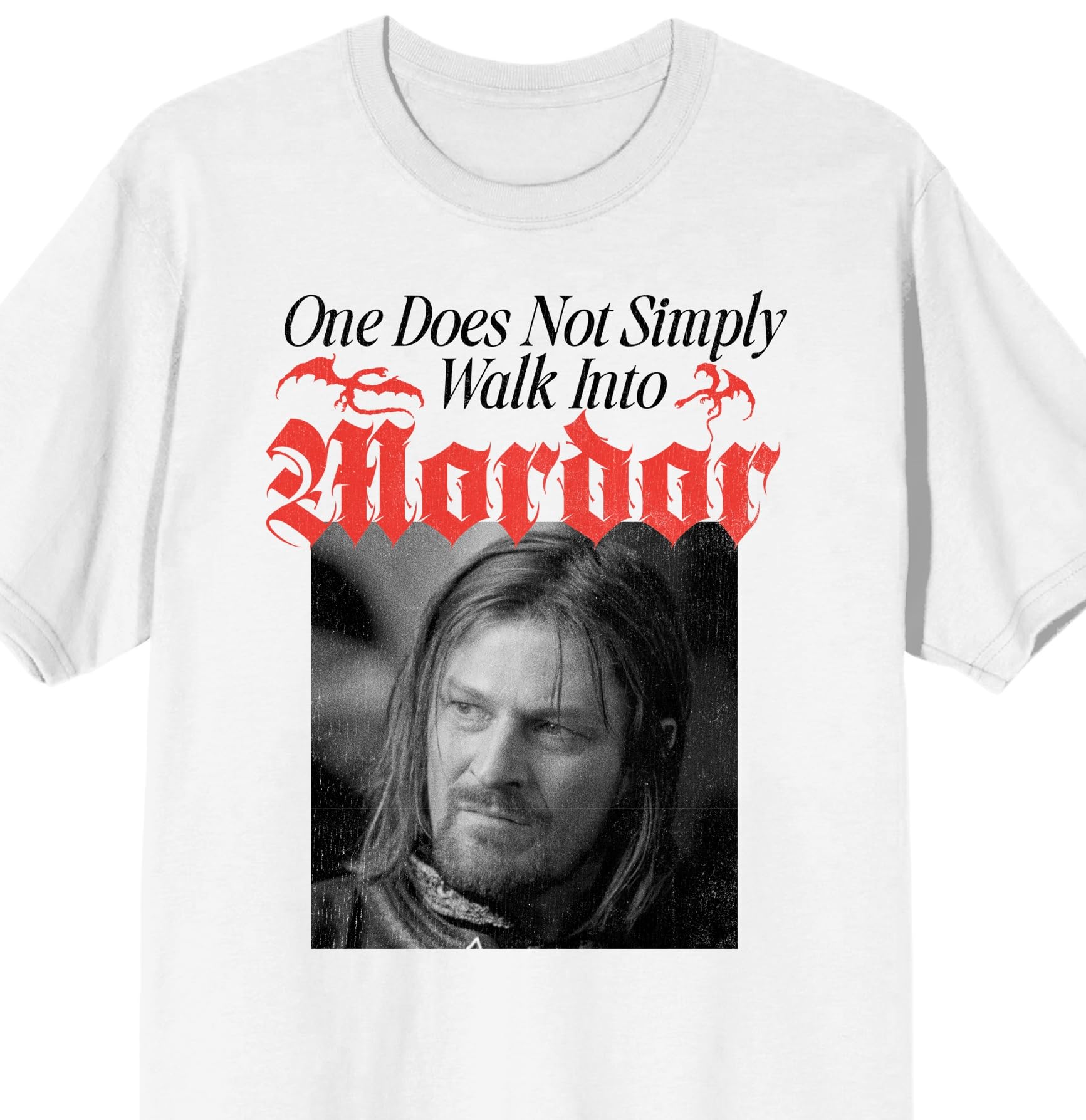 Lord Of The Rings One Does Not Simply Walk Into Mordor Adult White Crew Neck Short Sleeve T-shirt