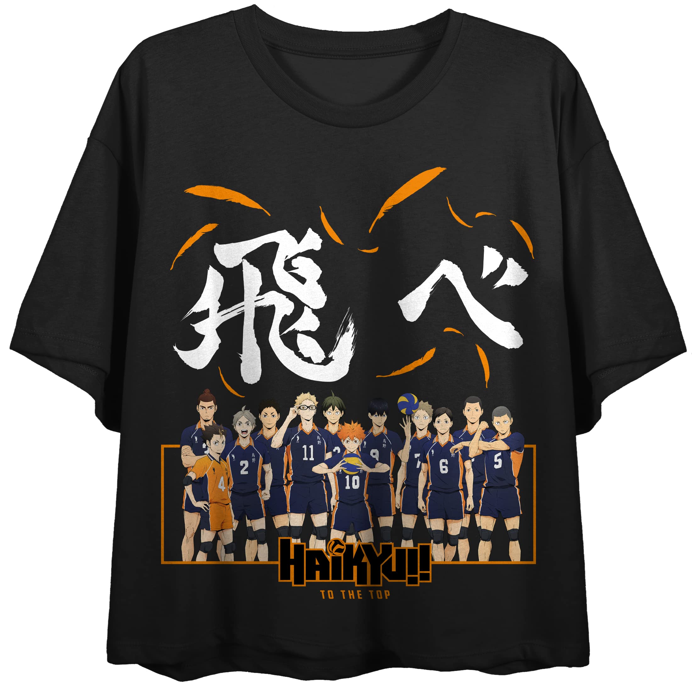 Haikyu Season 4 Karasuno Team & Kanji Motto Juniors Black T-shirt