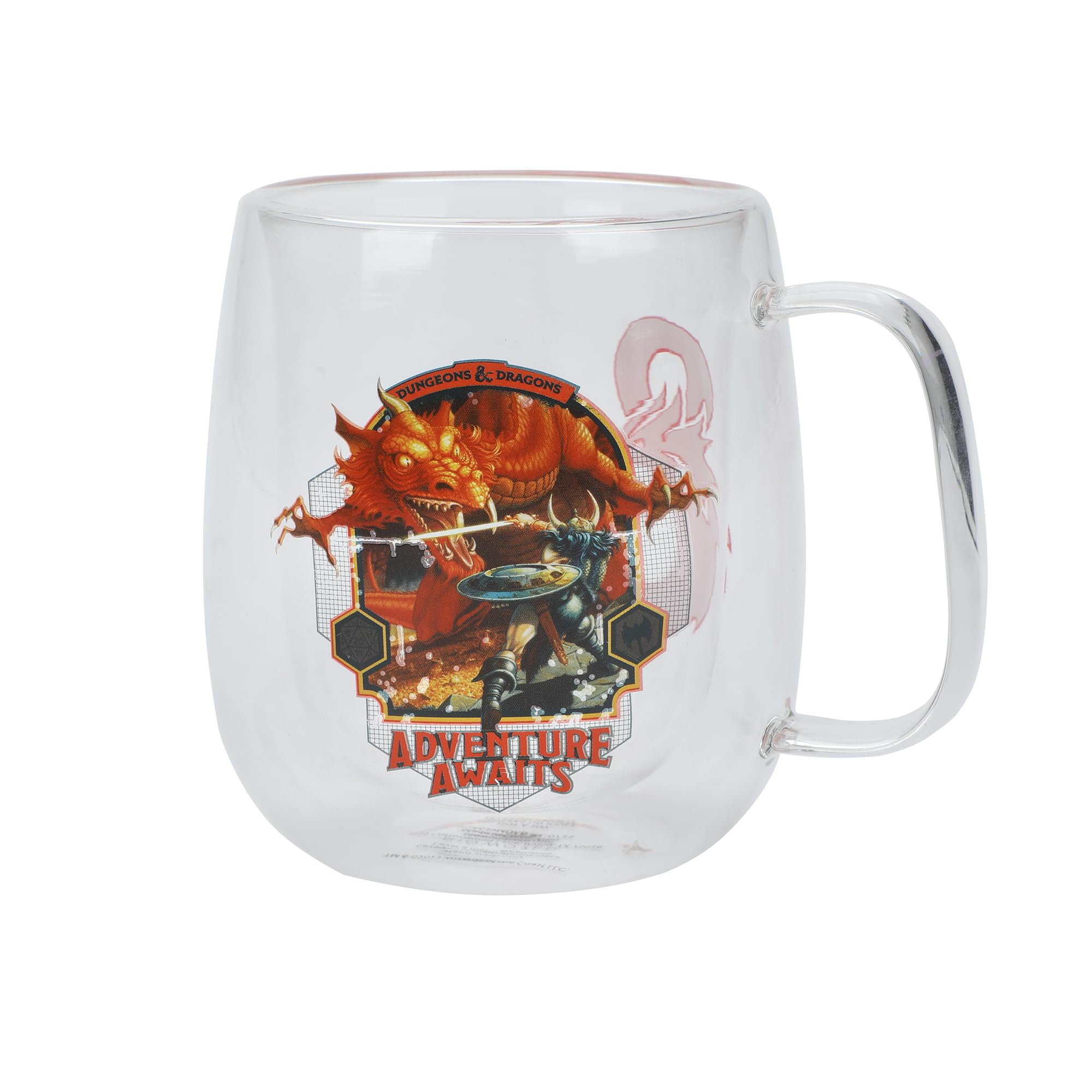 Dungeons & Dragons Ampersand & Red Dragon Double Wall Glass Mug - 11oz