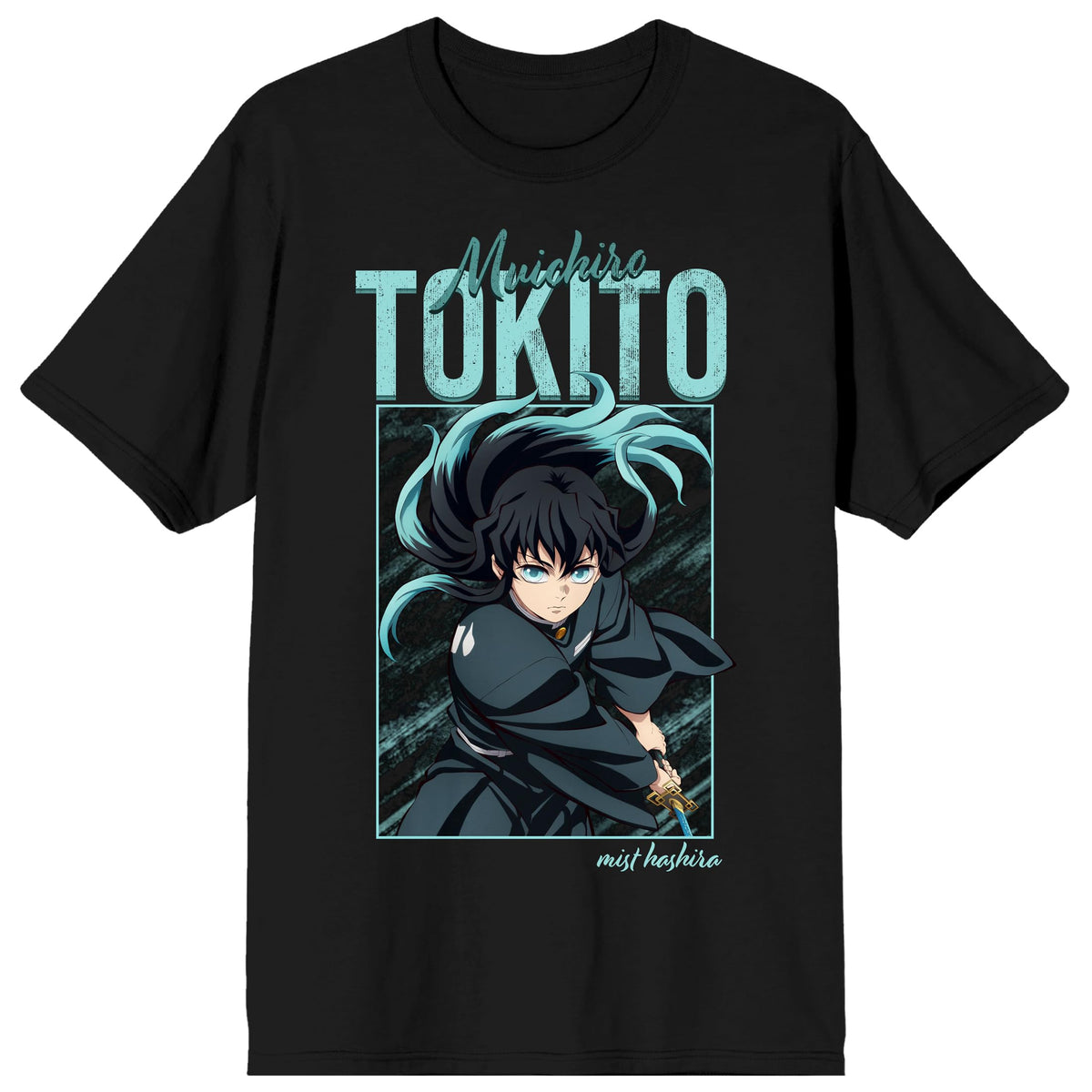 Demon Slayer Infinity Castle Muchichiro Tokito Adult Black Crew Neck Short Sleeve T-shirt