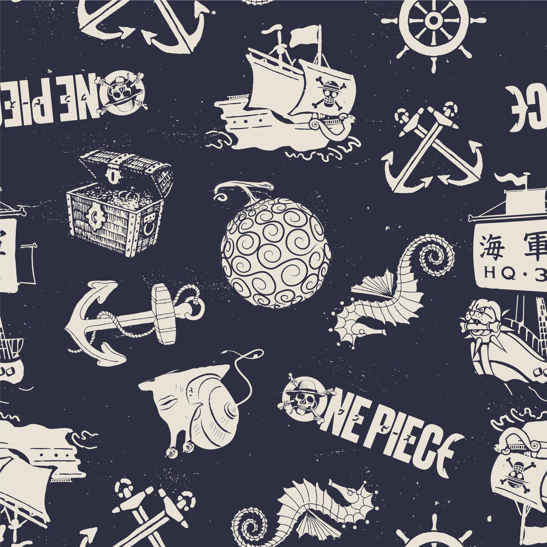 One Piece Live Action Maritime Icons Men's Navy Sleep Pajama Pants