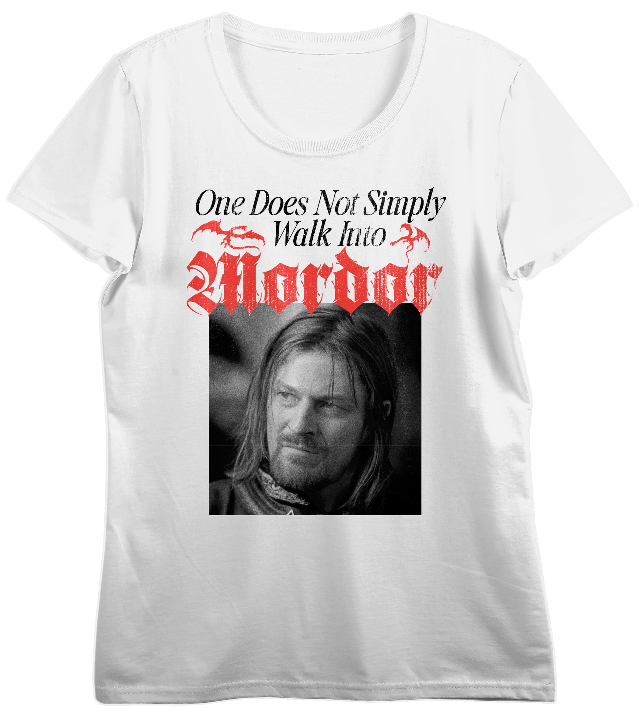 Lord Of The Rings One Does Not Simply Walk in Mordor Women's White Crew Neck Short Sleeve Tee