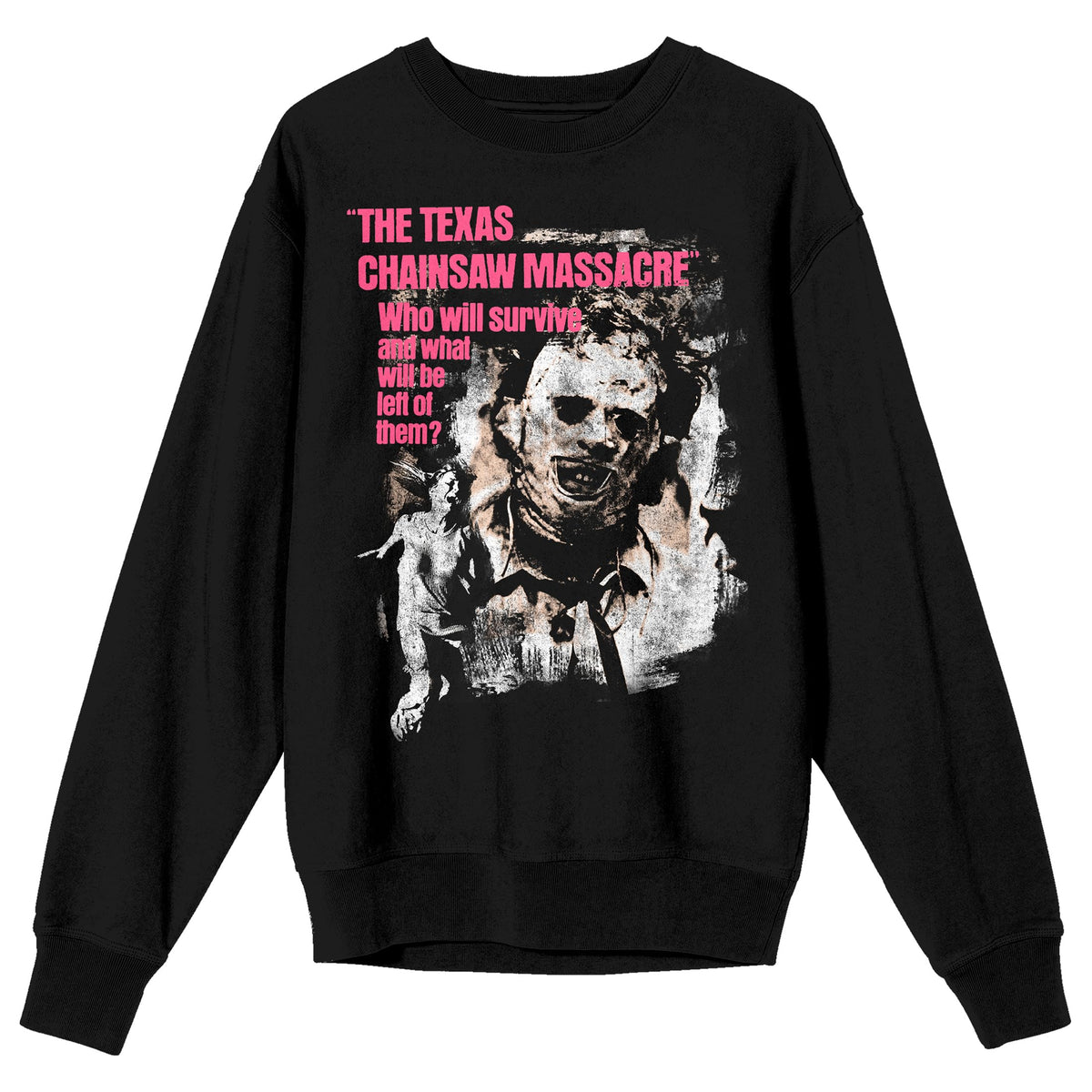 Texas Chainsaw Massacre Leatherface Adult Black Crew Neck Sweatshirt