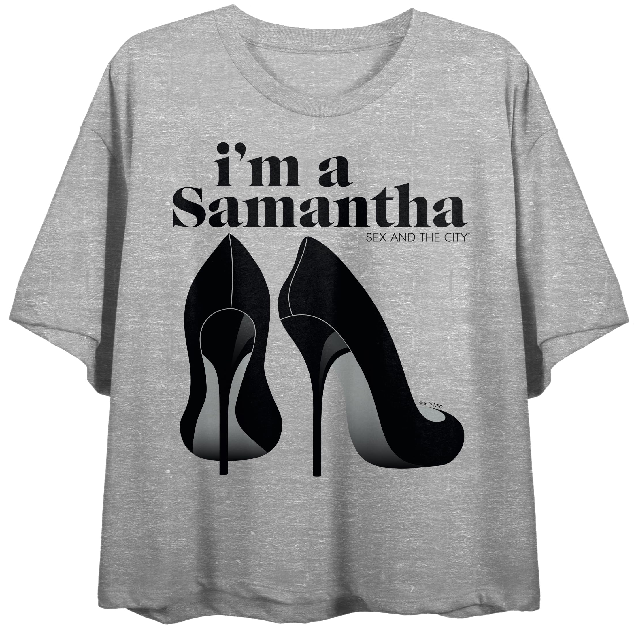 Sex and the City (TV Series) I'm A Samantha High Heels Women's Heather Gray Crop Tee