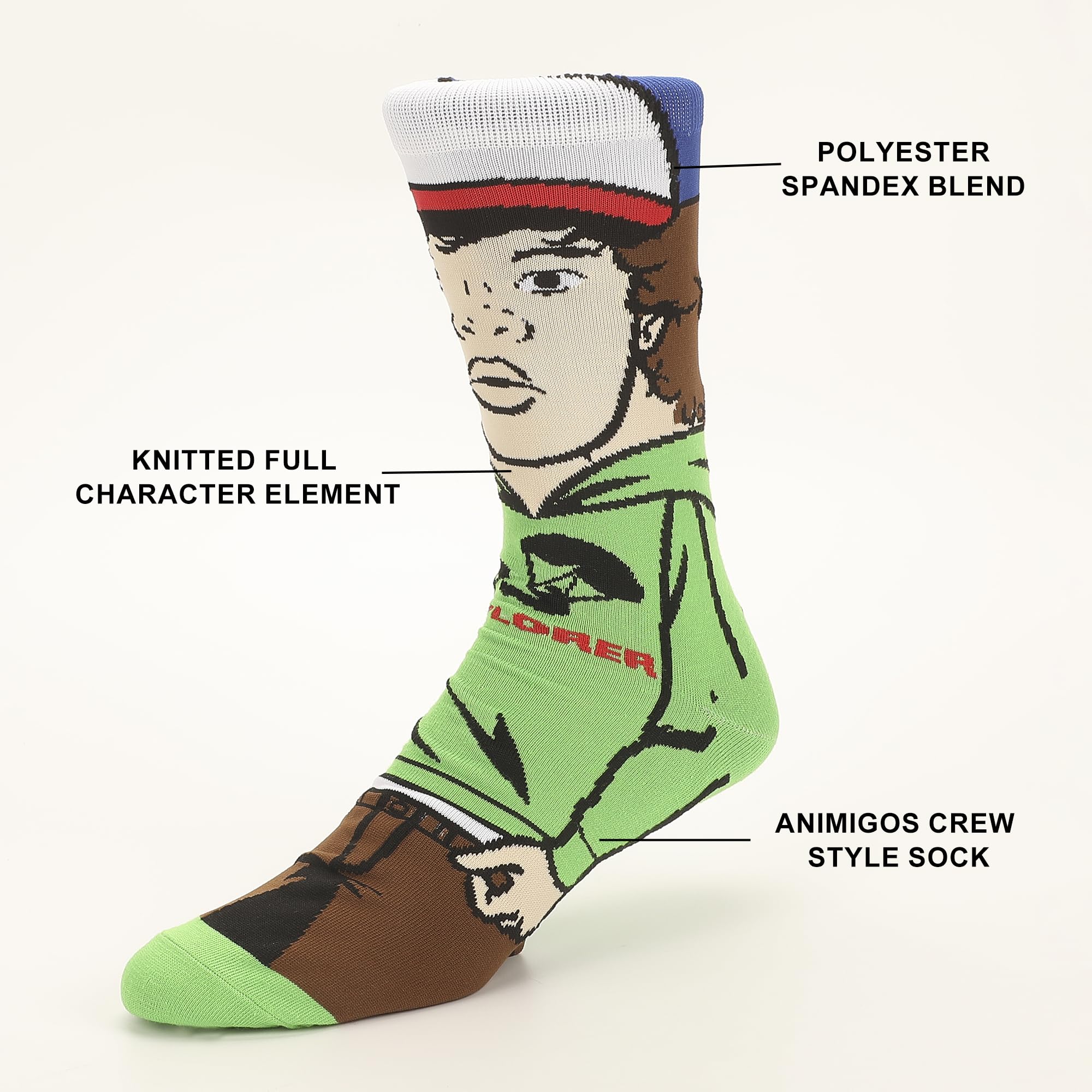 Stranger Things Dustin Henderson Mens 360 Casual Crew Socks