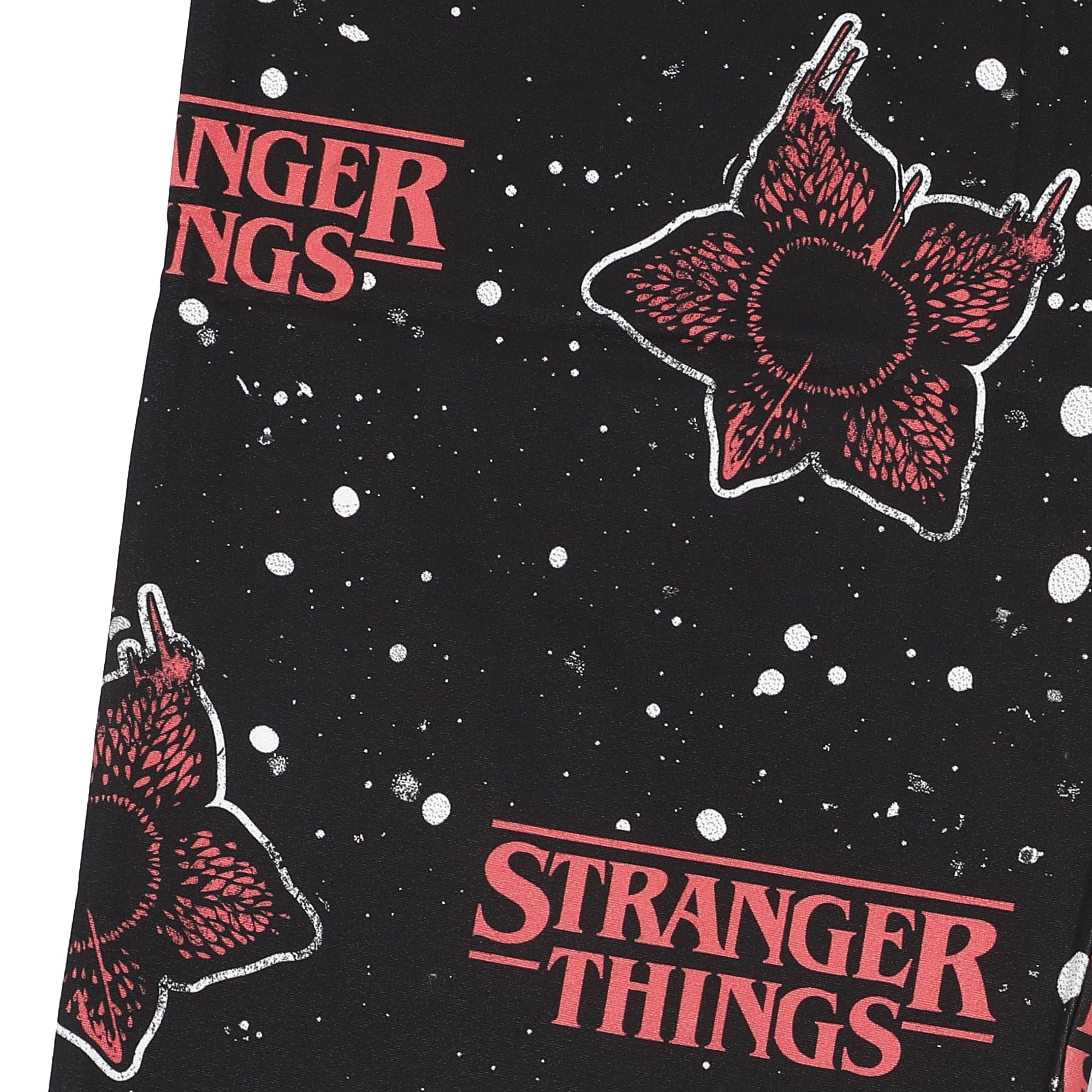 Stranger Thing Demogorgon Splatter Logo Women's Black Oversized Tee & Pants Sleep Set