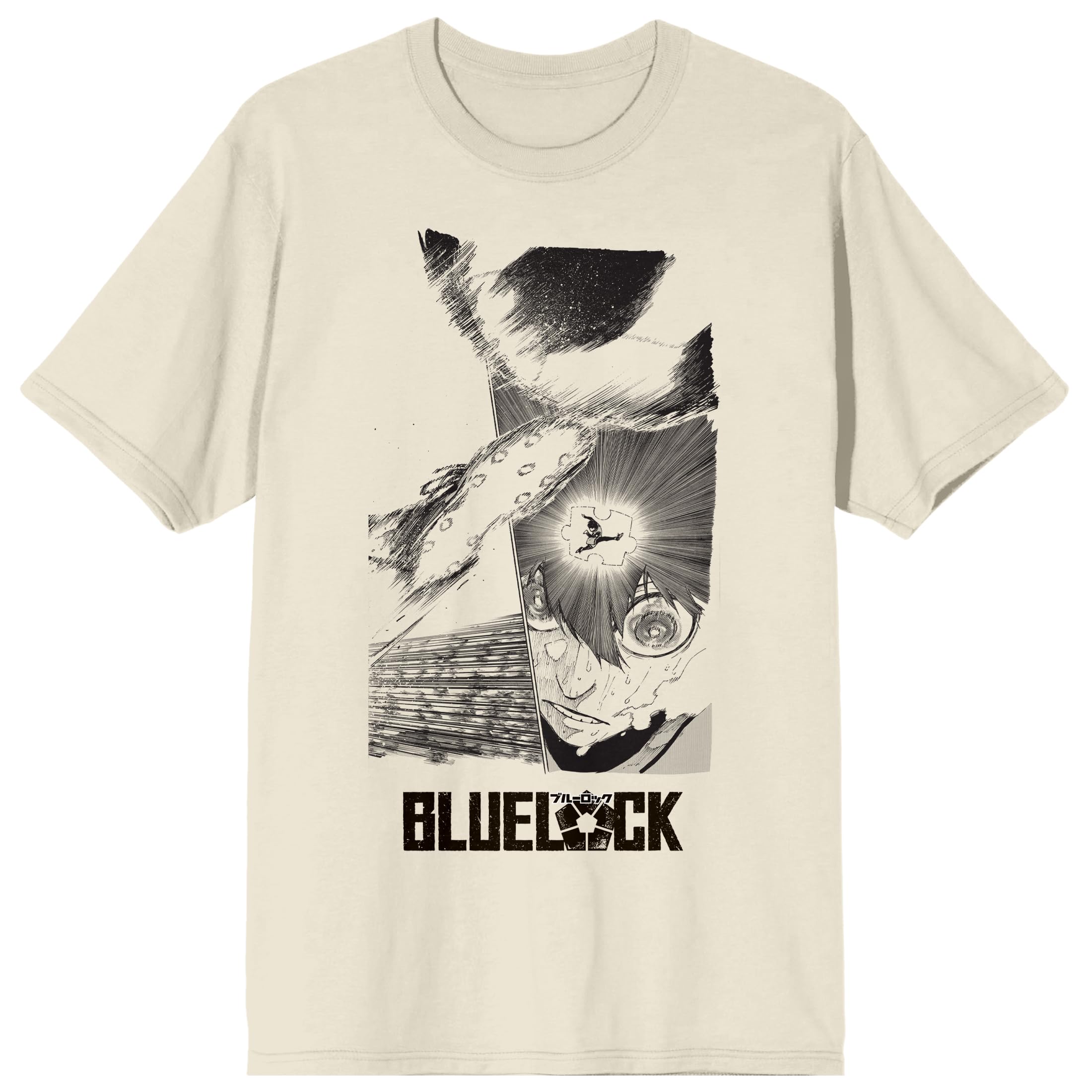 Blue Lock Manga Isagi Vision Crew Neck Short Sleeve Natural Men's T-shirt