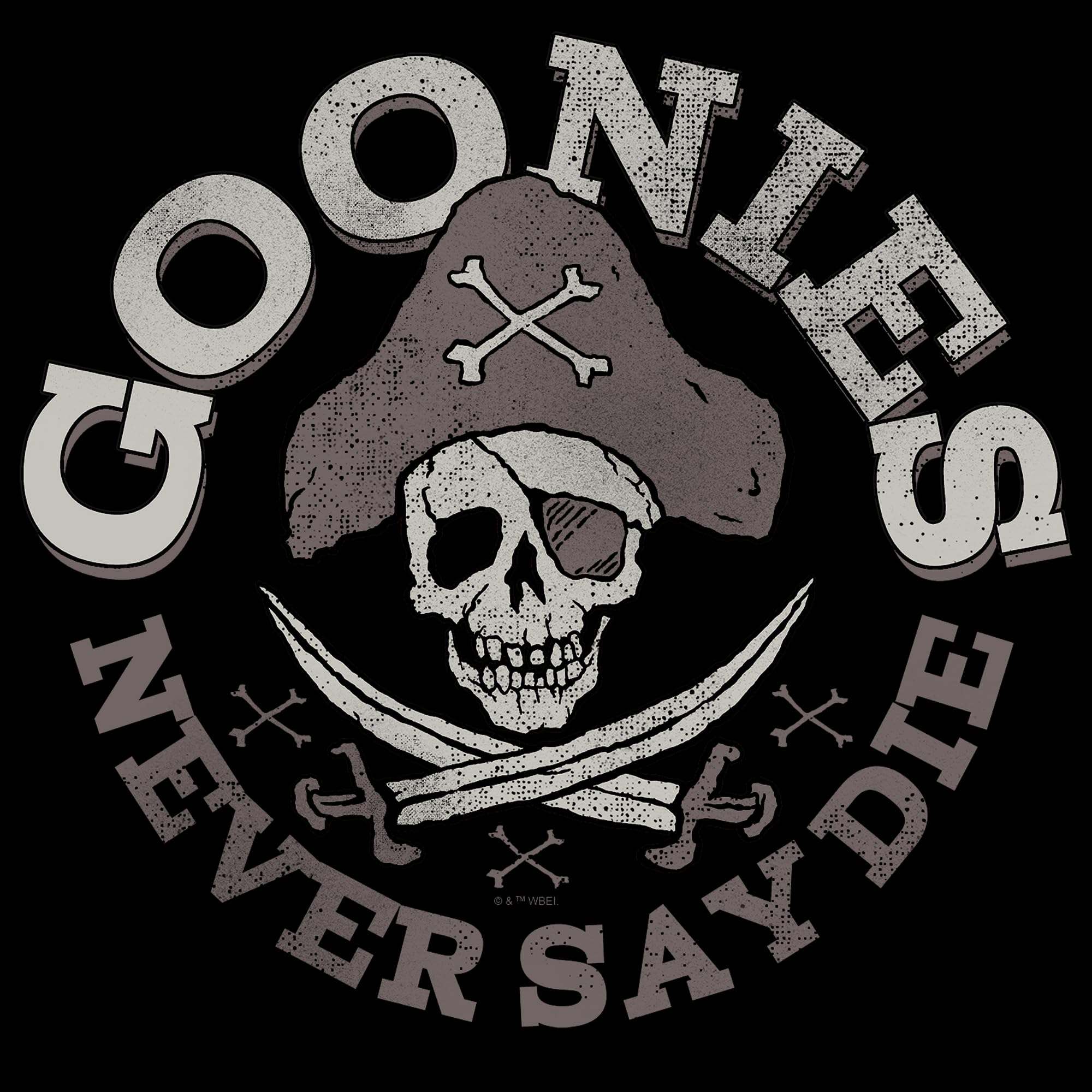 The Goonies Pirate Flag Never Say Die Adult Black Crew Neck Short Sleeve T-shirt