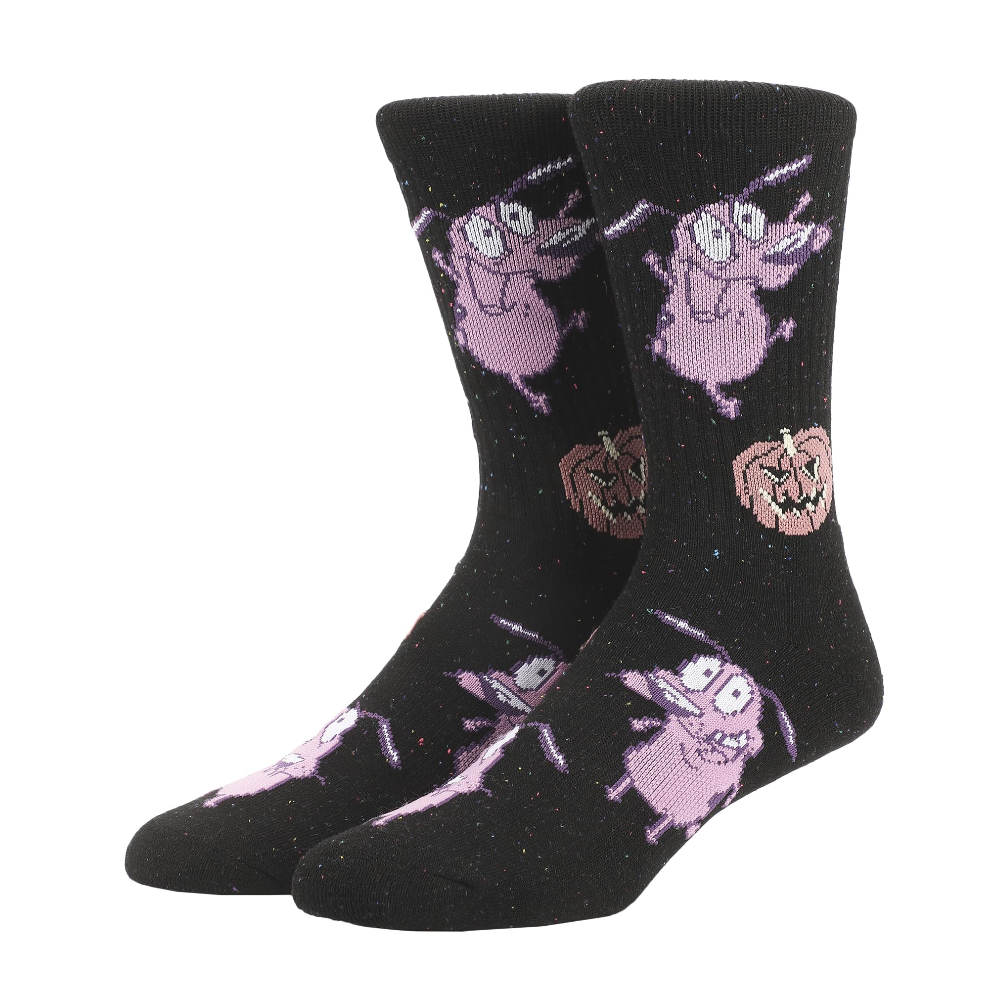 Courage The Cowardly Dog Mixed Character Art Pumpkin AOP Mens Athletic Crew Socks
