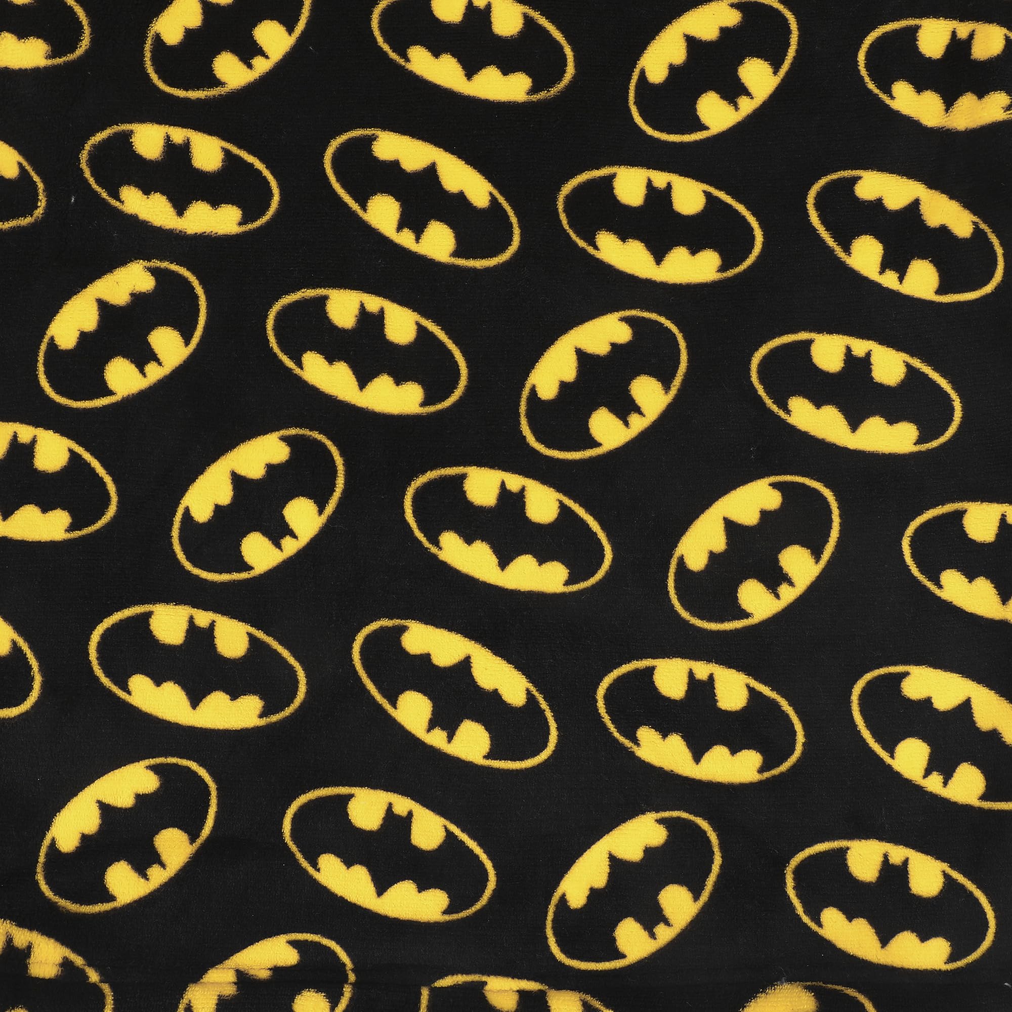 Batman Logo All-Over Print Boy's Black Long Sleeve Sherpa Lined Kids Hoodie Blanket