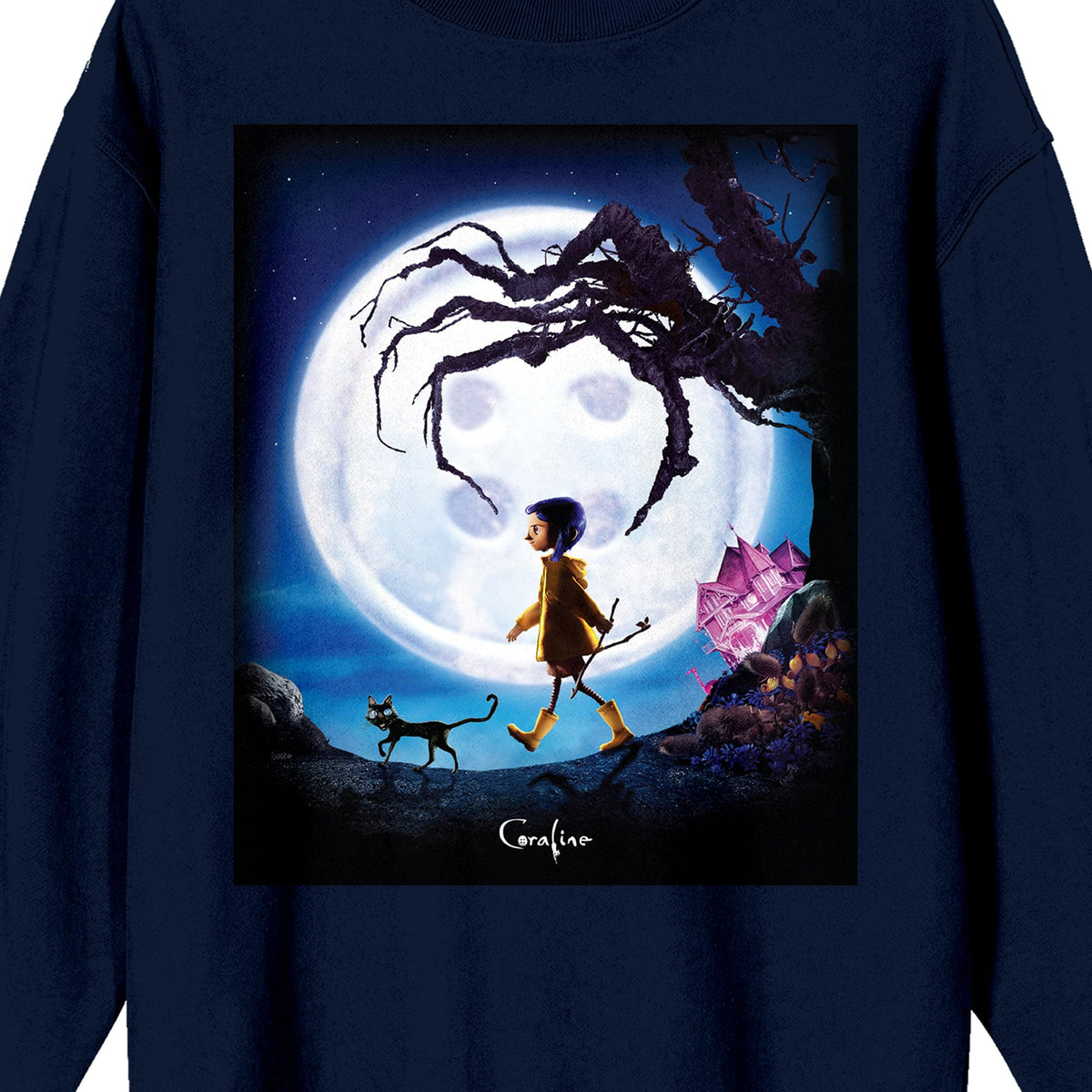Coraline Poster Art Adult Navy Crew Neck Long Sleeve Sweatshirt