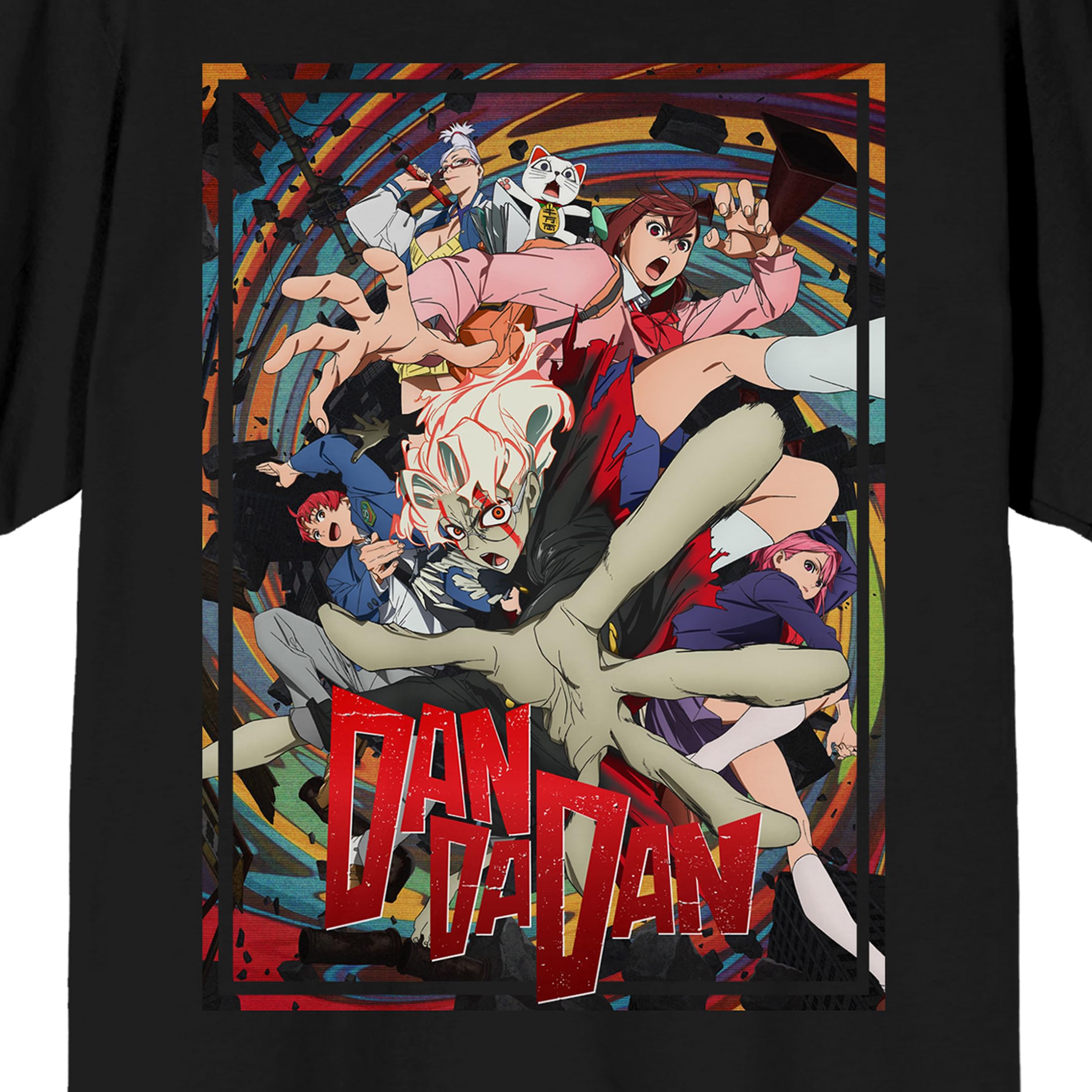 Dandadan Random Debris Adult Black Crew Neck Short Sleeve Tee