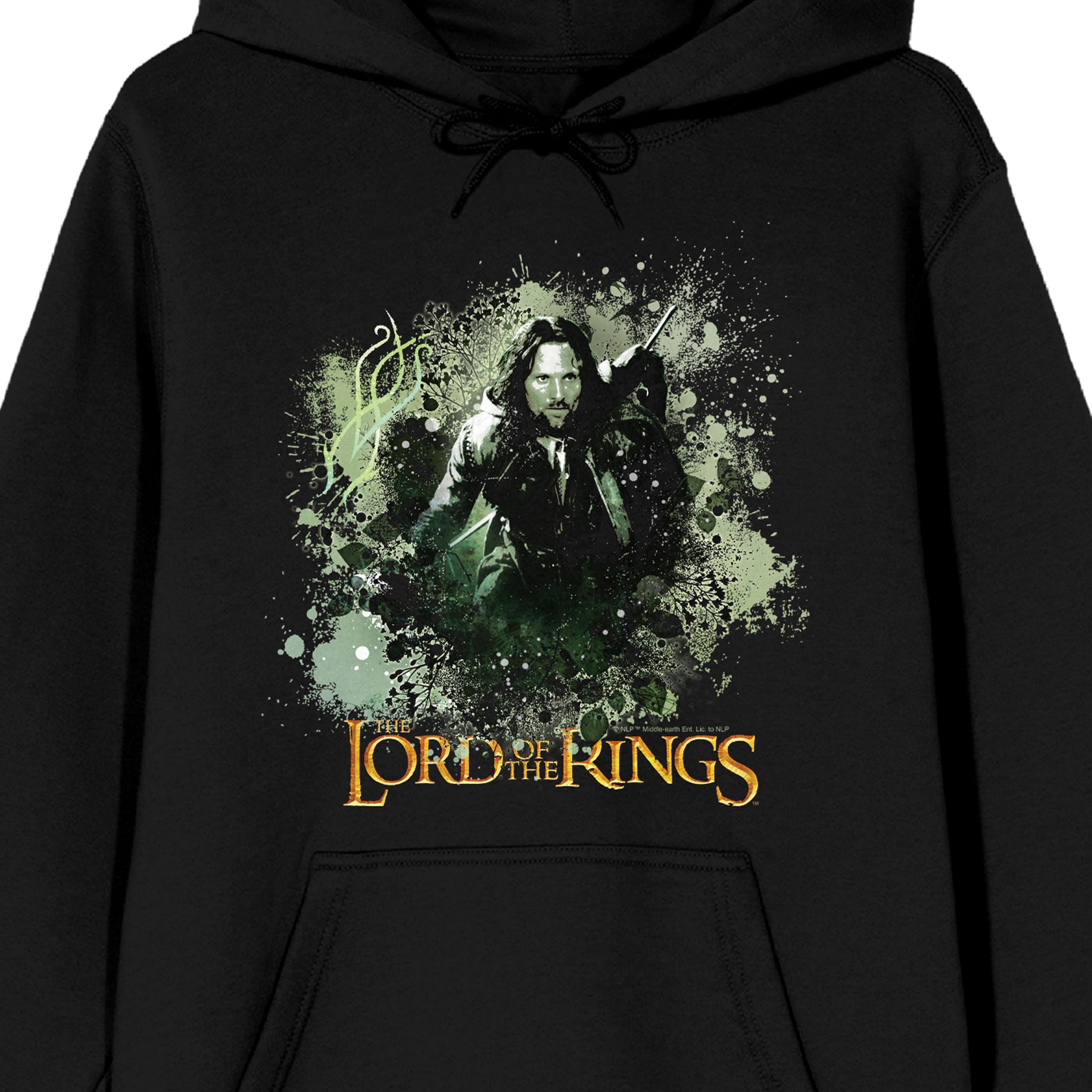 Lord Of The Rings Aragorn Ink Splash Forest Adult Black Long Sleeve Hooded Sweatshirt