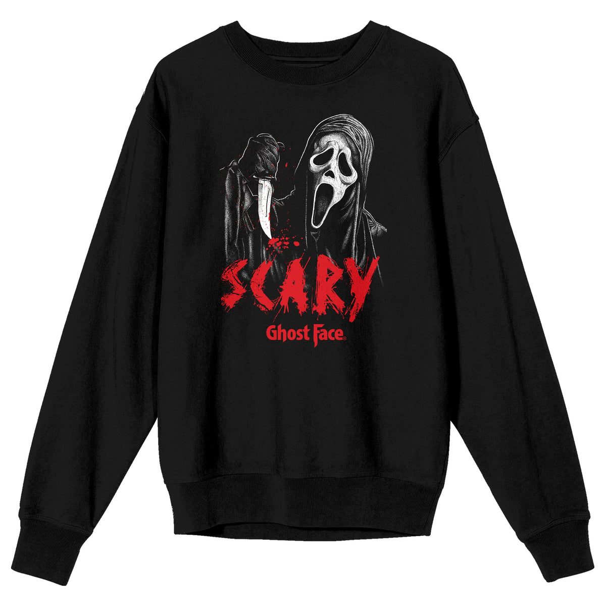 Ghostface Scary Mask Men's Black Crew Neck Sweatshirt