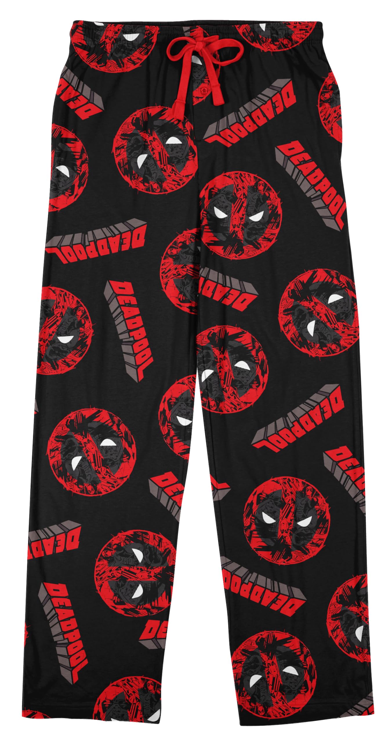 Deadpool Repeat Name & Logo Men's Black Sleep Pajama Pants