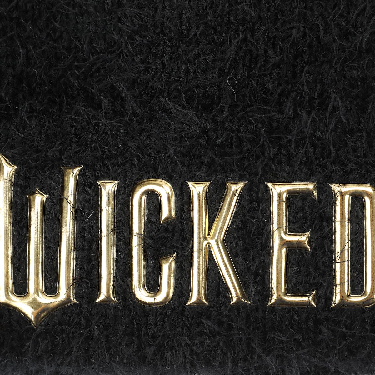 Wicked Logo Black Fuzzy Yarn Cuff Beanie