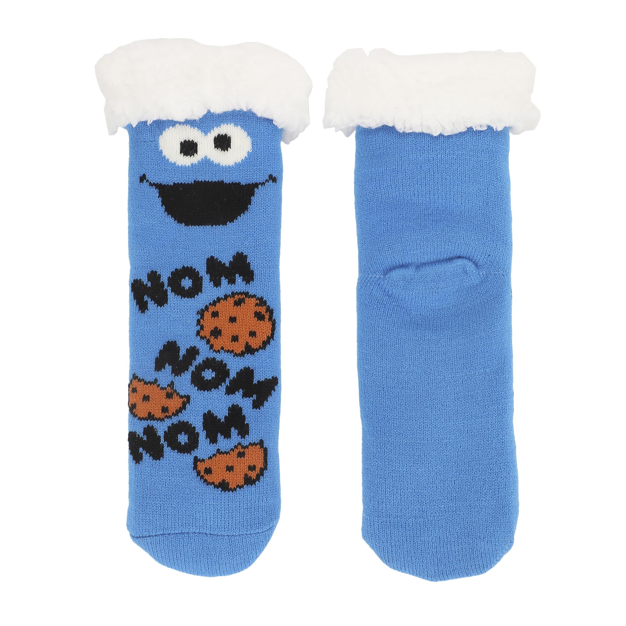 Sesame Street Cookie Monster Sherpa Lined Womens Faux Sherpa Lined Quarter Cozy Socks