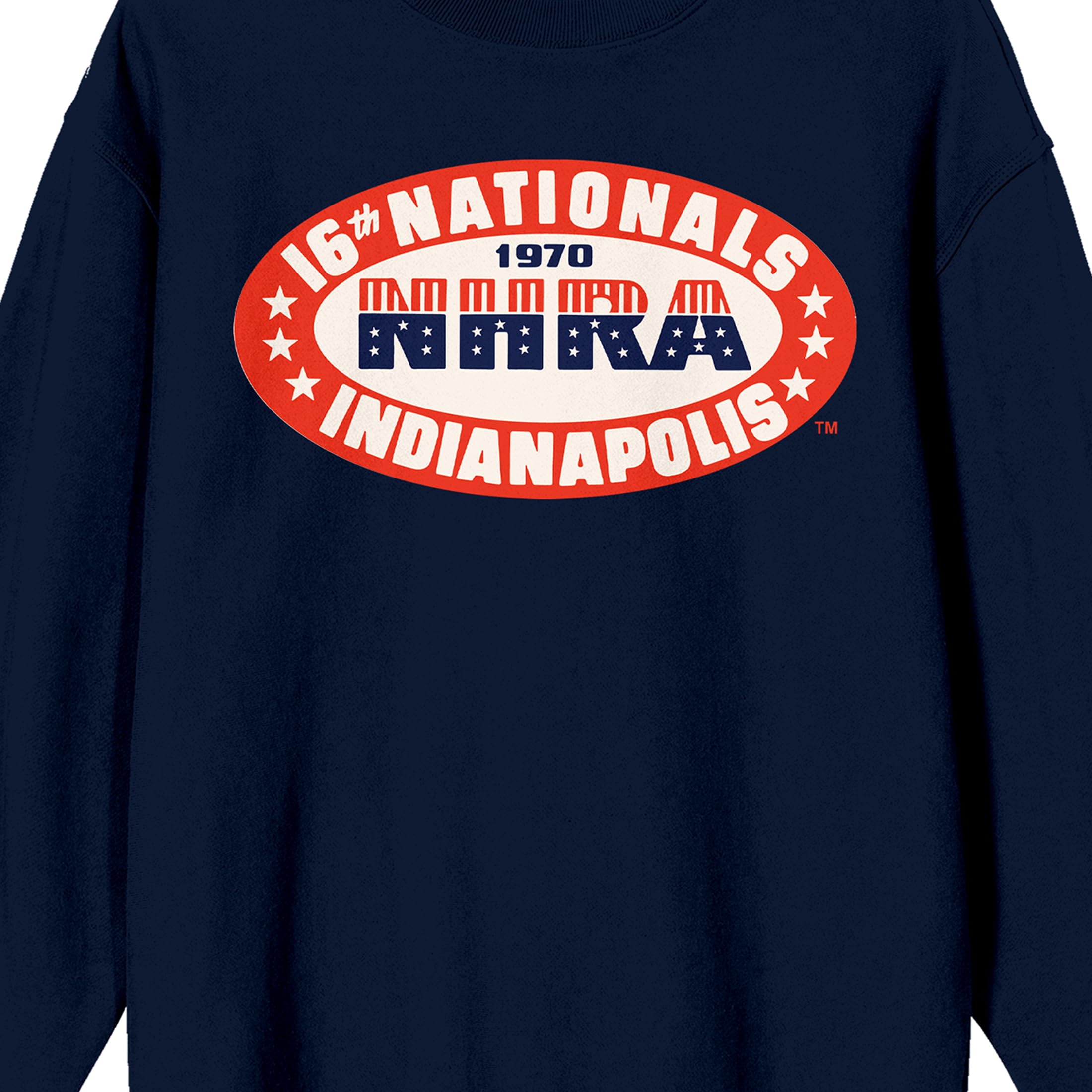 National Hot Rod Association NHRA, Car, Fastest Vehicles, Vintage, SPEED FOR ALL, IndianaPolis, on Navy Long Sleeve Adult Crew neck