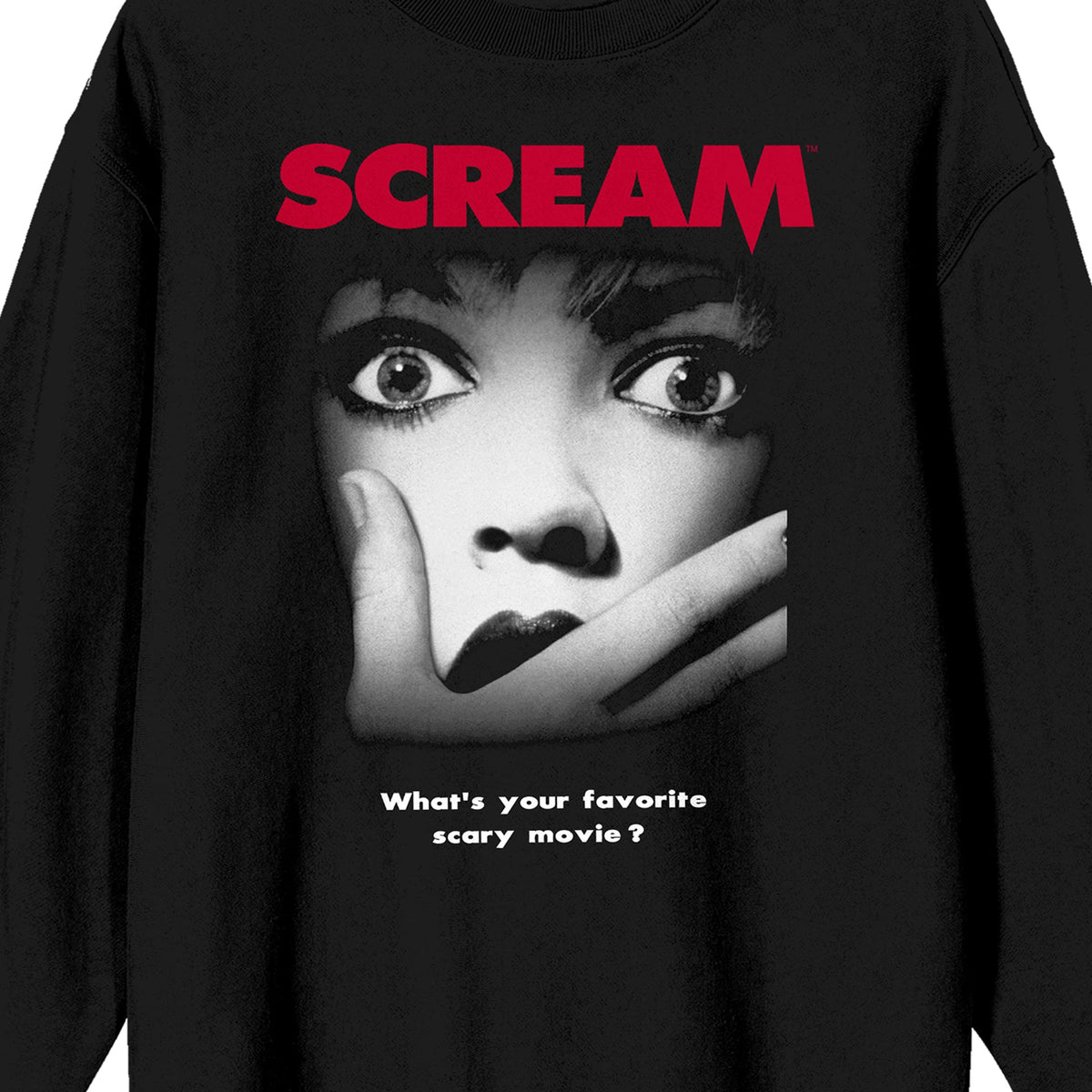 Scream 1-3 Movie Poster Crew Neck Long Sleeve Black Adult Sweatshirt