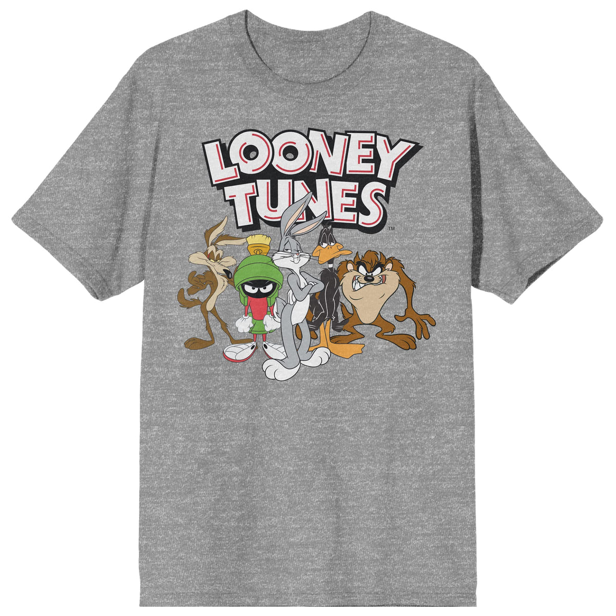 Looney Tunes Character Group With Logo Crew Neck Short Sleeve Athletic Heather Men's T-shirt