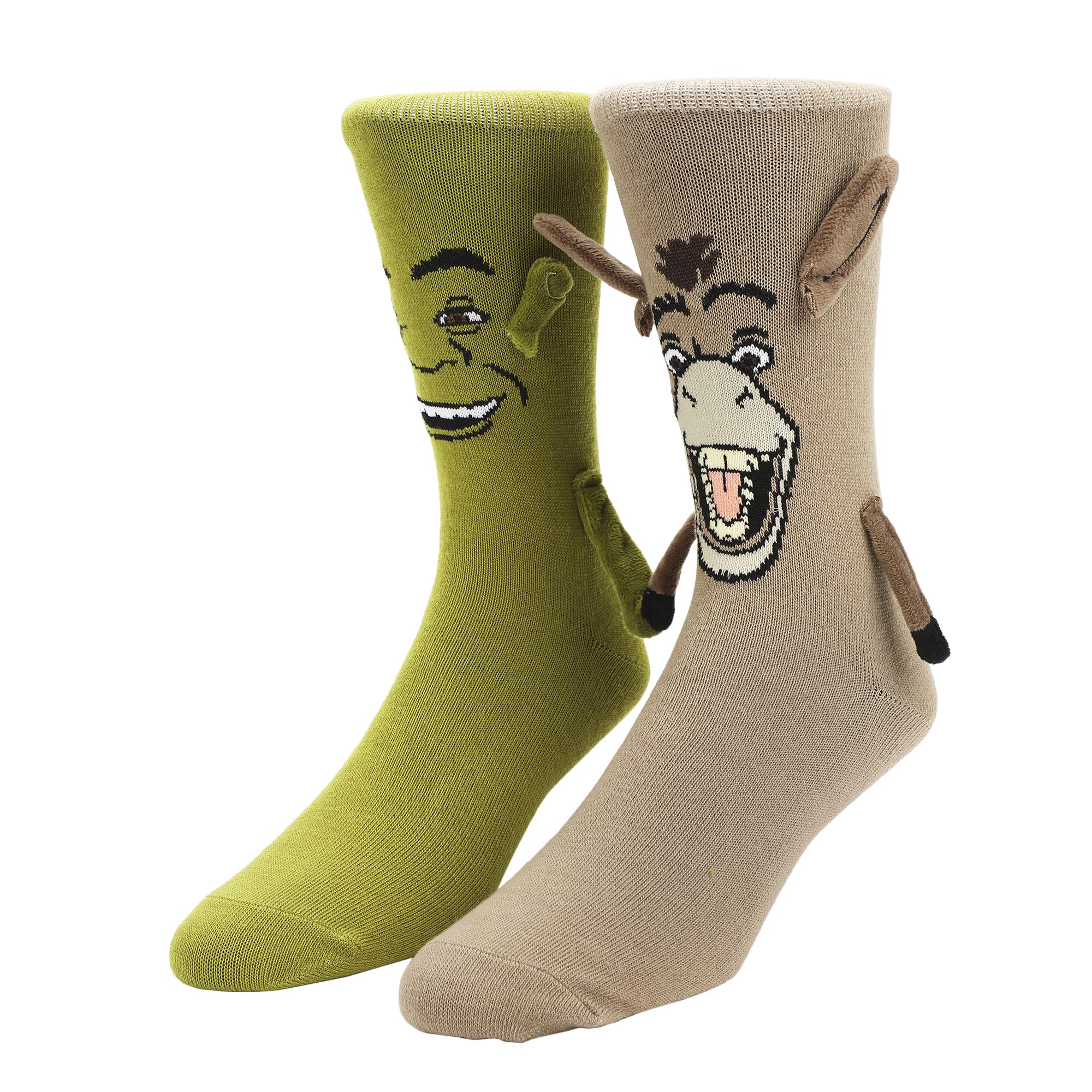Shrek & Donkey Women's Crew Socks With 3D Arms-OSFA