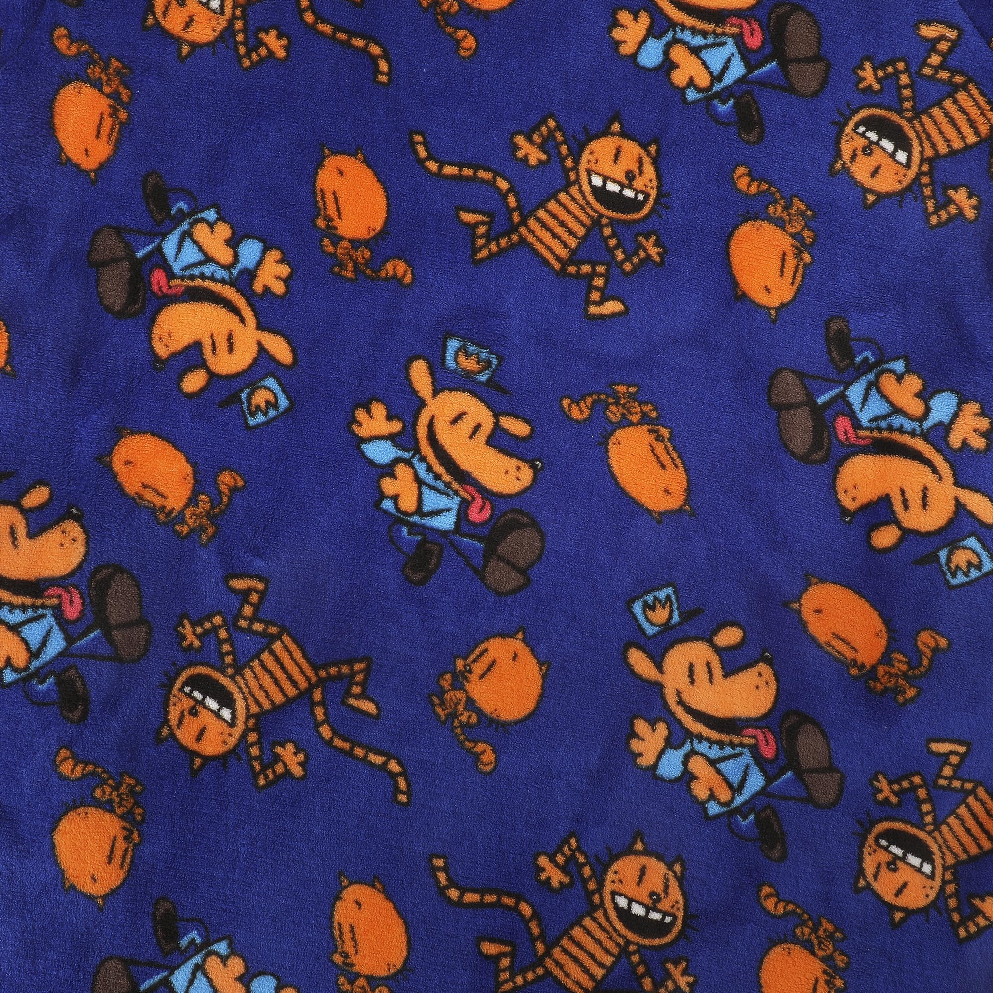 Dog Man Petey & Dog Man All-Over Print Boy's Blue Long Sleeve Sherpa Lined Kids Wearable Hoodie Blanket