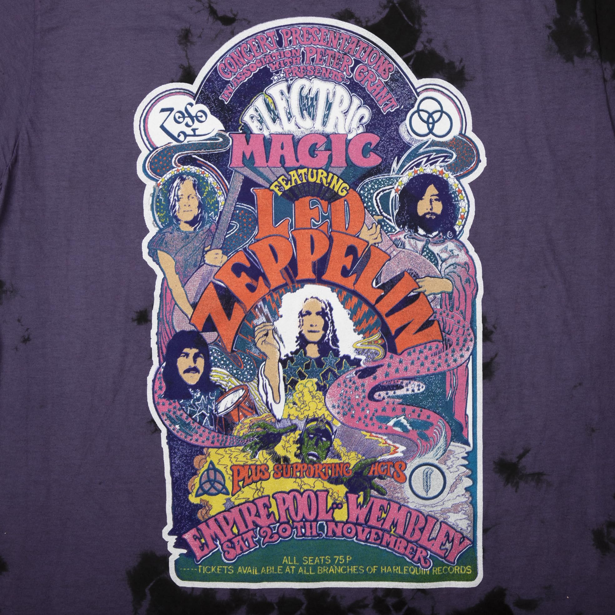 Led Zeppelin Electric Magic Colors T-Shirt - Sparse Purple Black Cloud Wash