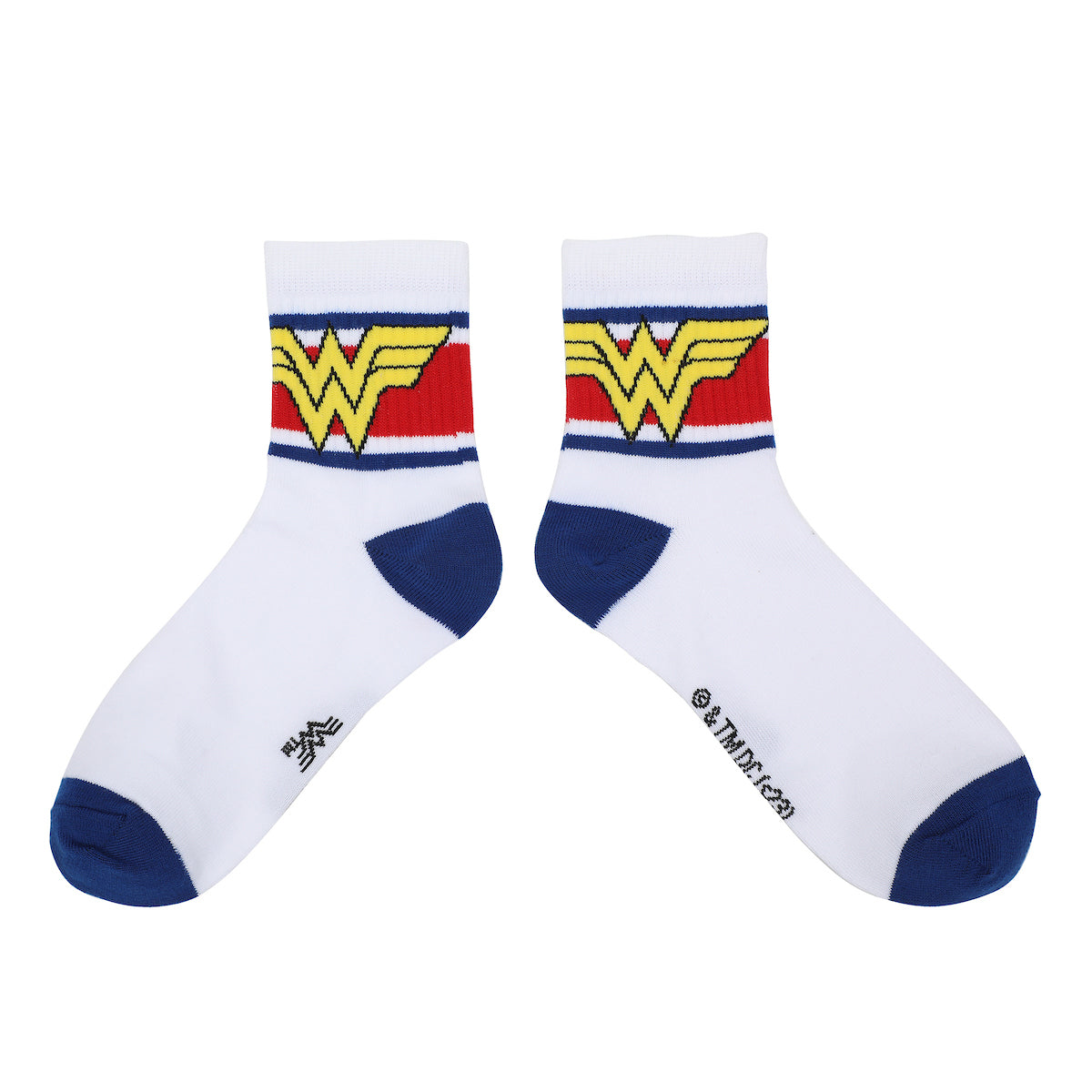 Wonder Woman Logo Red White and Blue Athletic 3-Pack Quarter Crew Ankle Socks