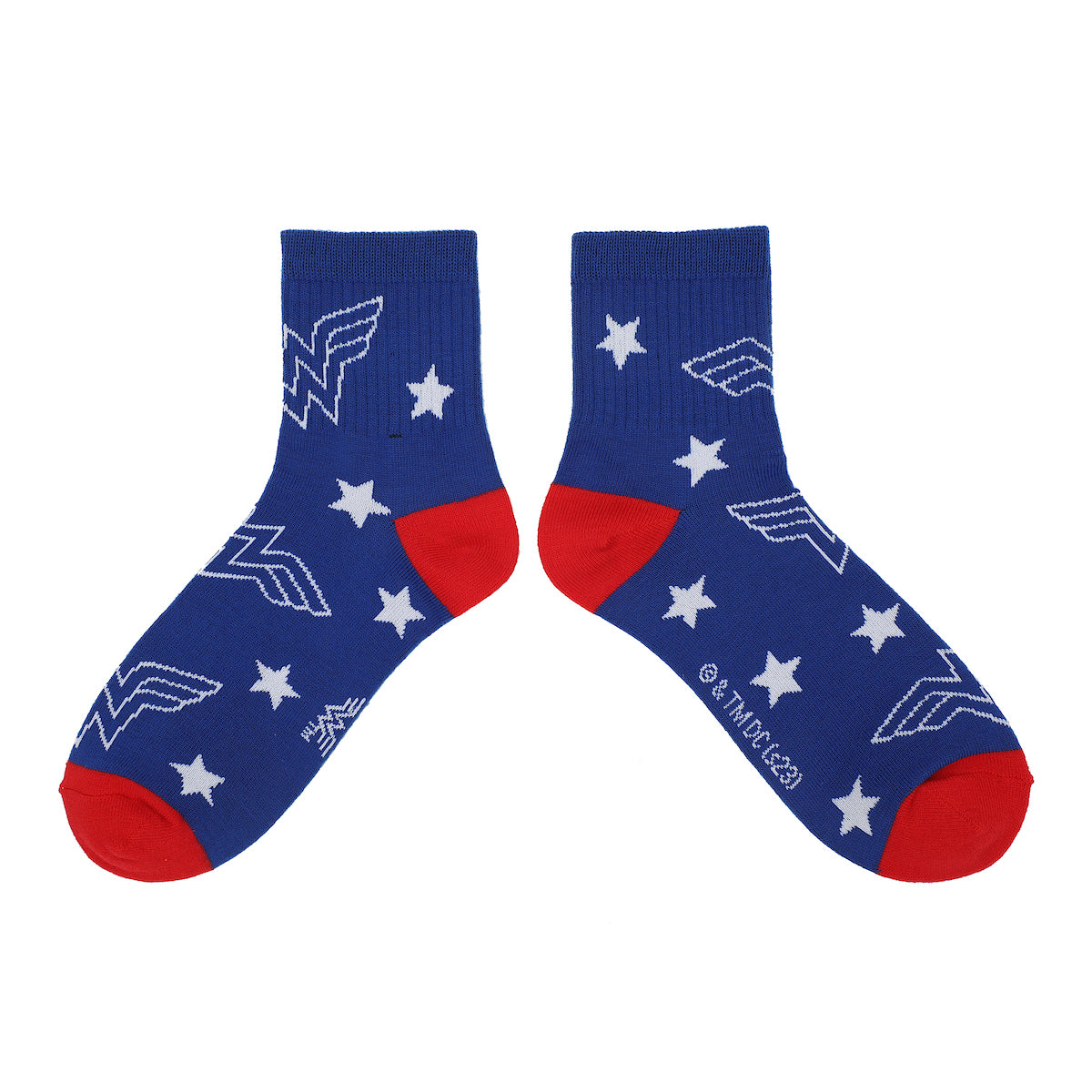 Wonder Woman Logo Red White and Blue Athletic 3-Pack Quarter Crew Ankle Socks
