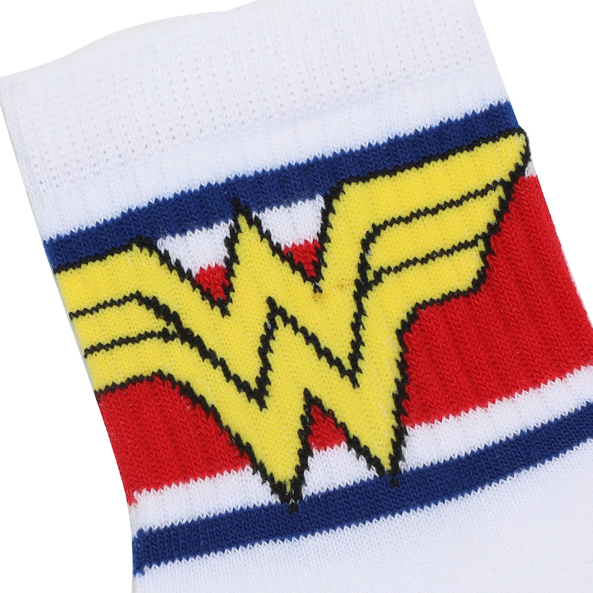 Wonder Woman Logo Red White and Blue Athletic 3-Pack Quarter Crew Ankle Socks